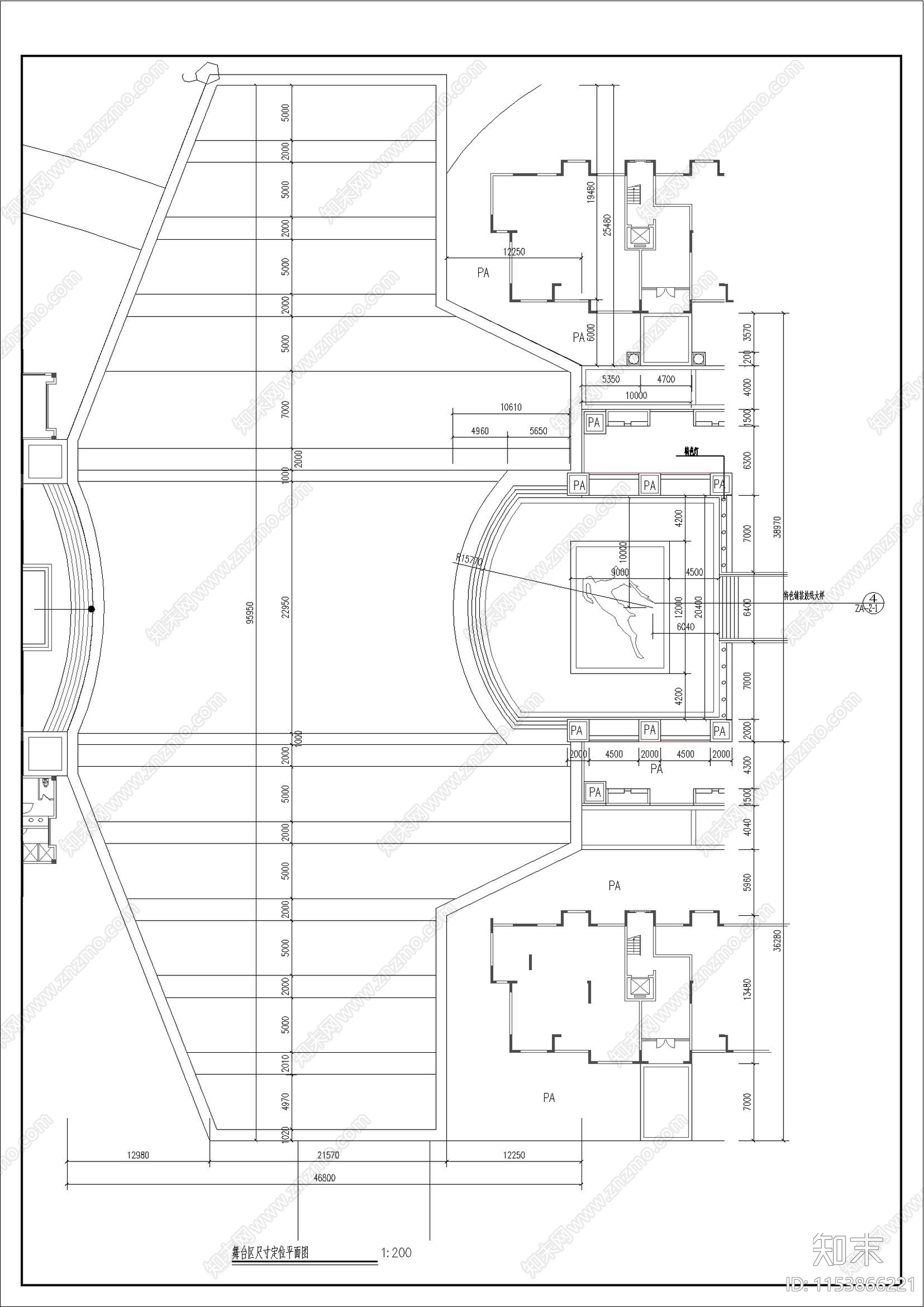 舞台区广场景观cad施工图下载【ID:1153866221】