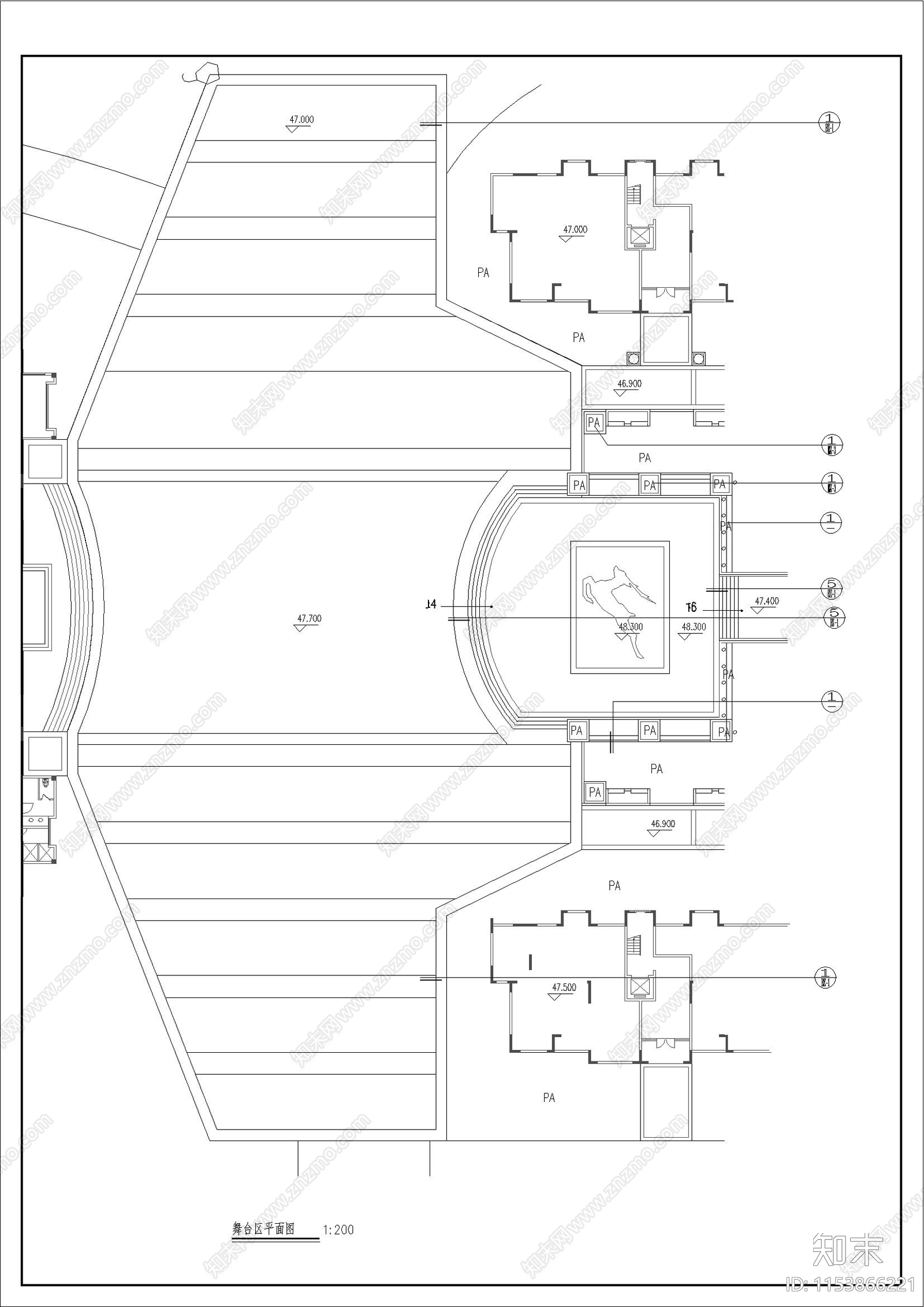 舞台区广场景观cad施工图下载【ID:1153866221】