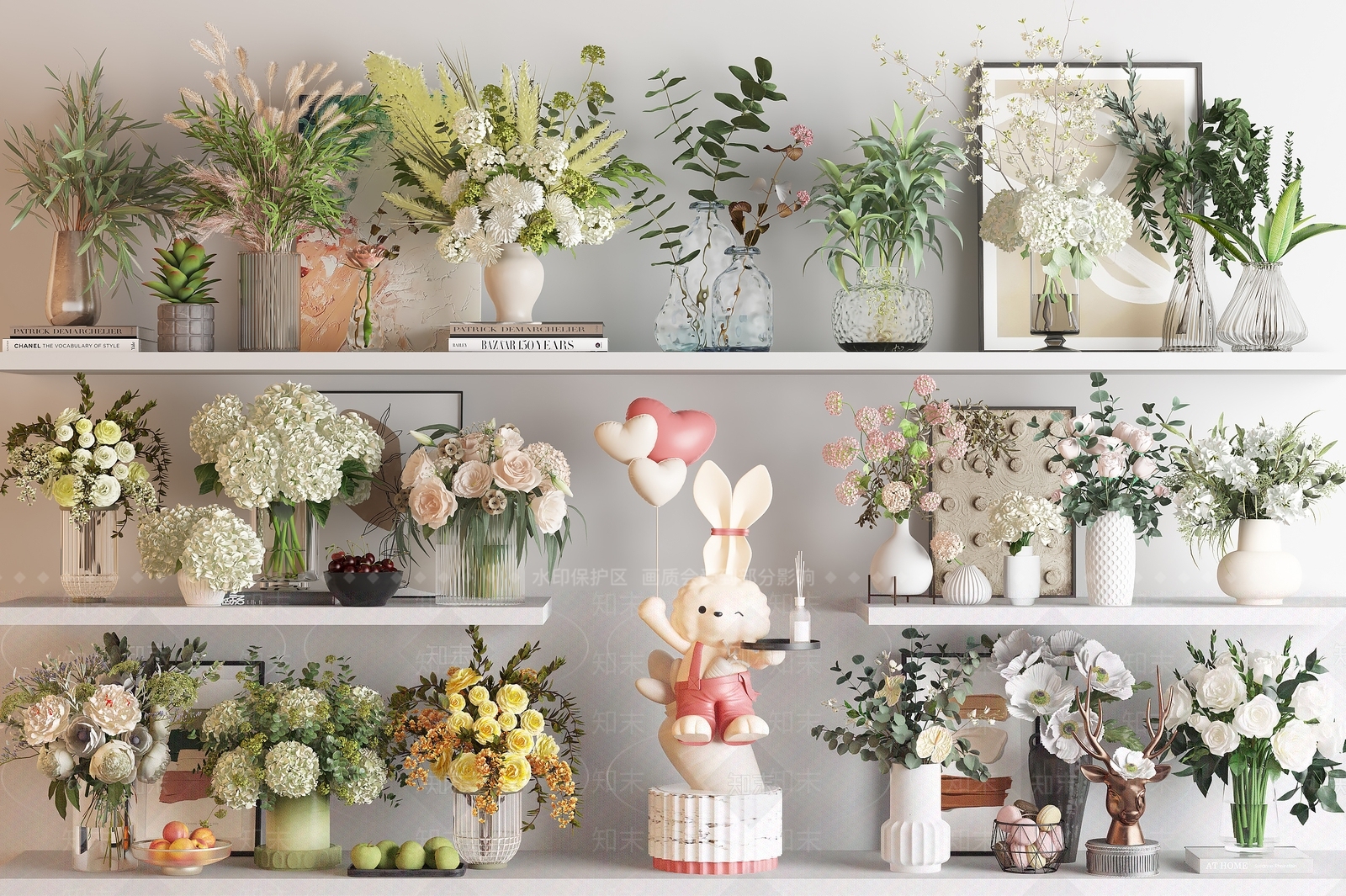 花瓶花卉摆件组合3D模型下载【ID:1153904639】