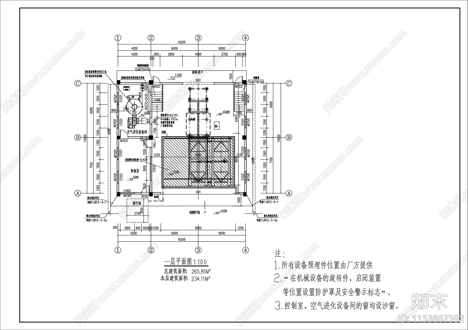 村屯垃圾转运站建筑cad施工图下载【ID:1153867592】