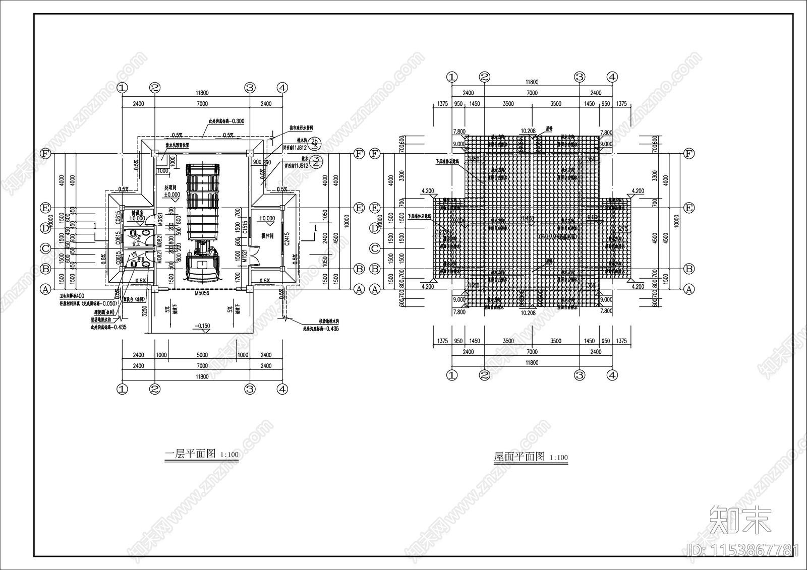 城镇垃圾中转站建筑cad施工图下载【ID:1153867781】