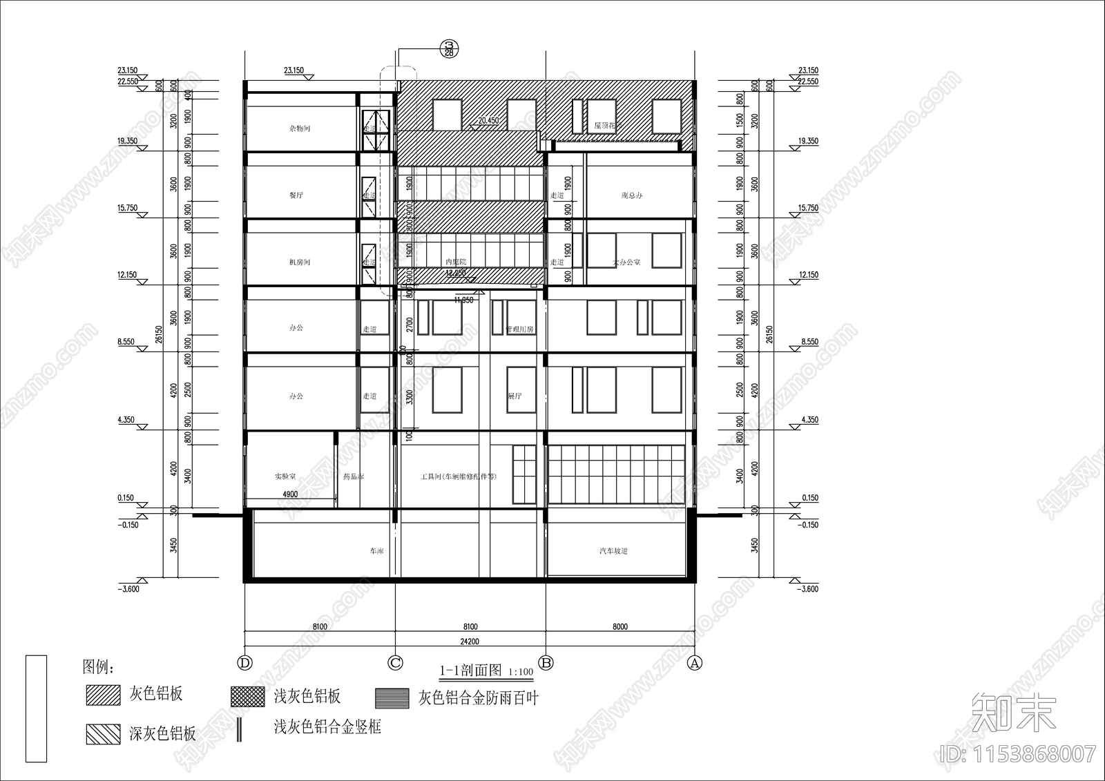 拉圾集运中心综合楼建筑cad施工图下载【ID:1153868007】