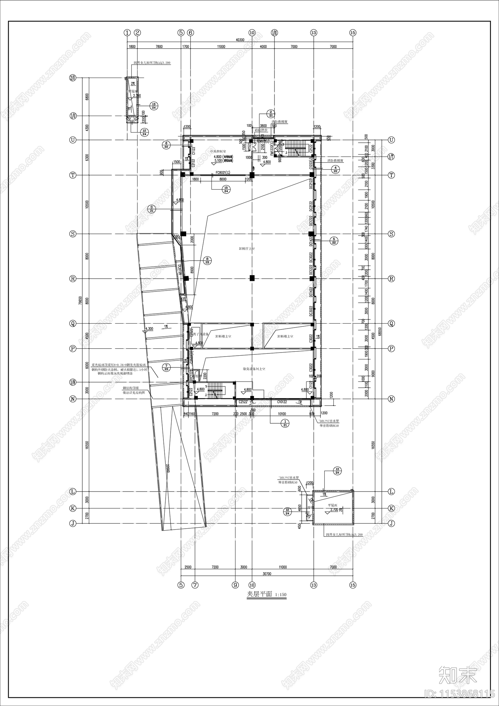 拉圾集运中心站房建筑cad施工图下载【ID:1153868115】