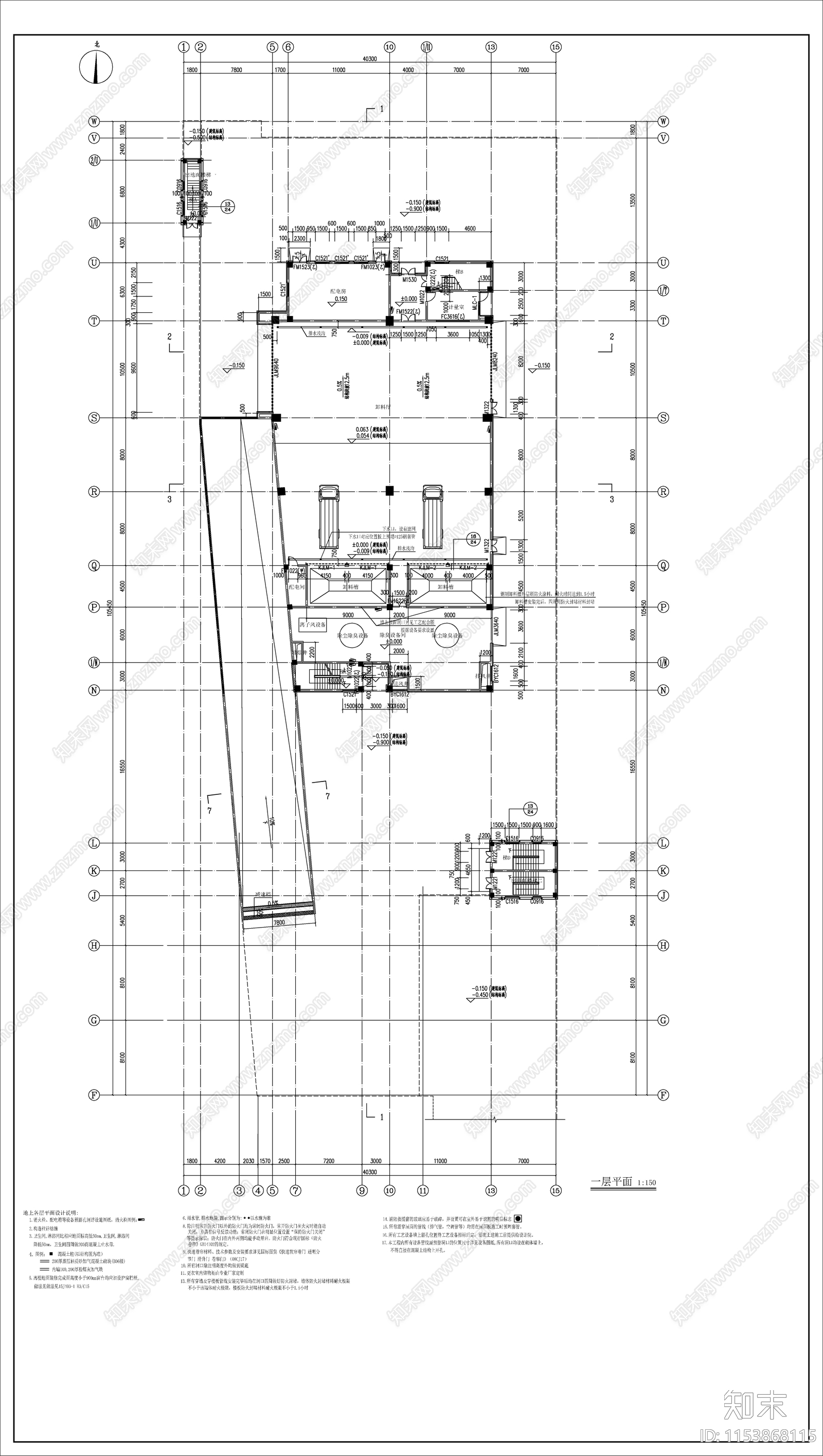 拉圾集运中心站房建筑cad施工图下载【ID:1153868115】