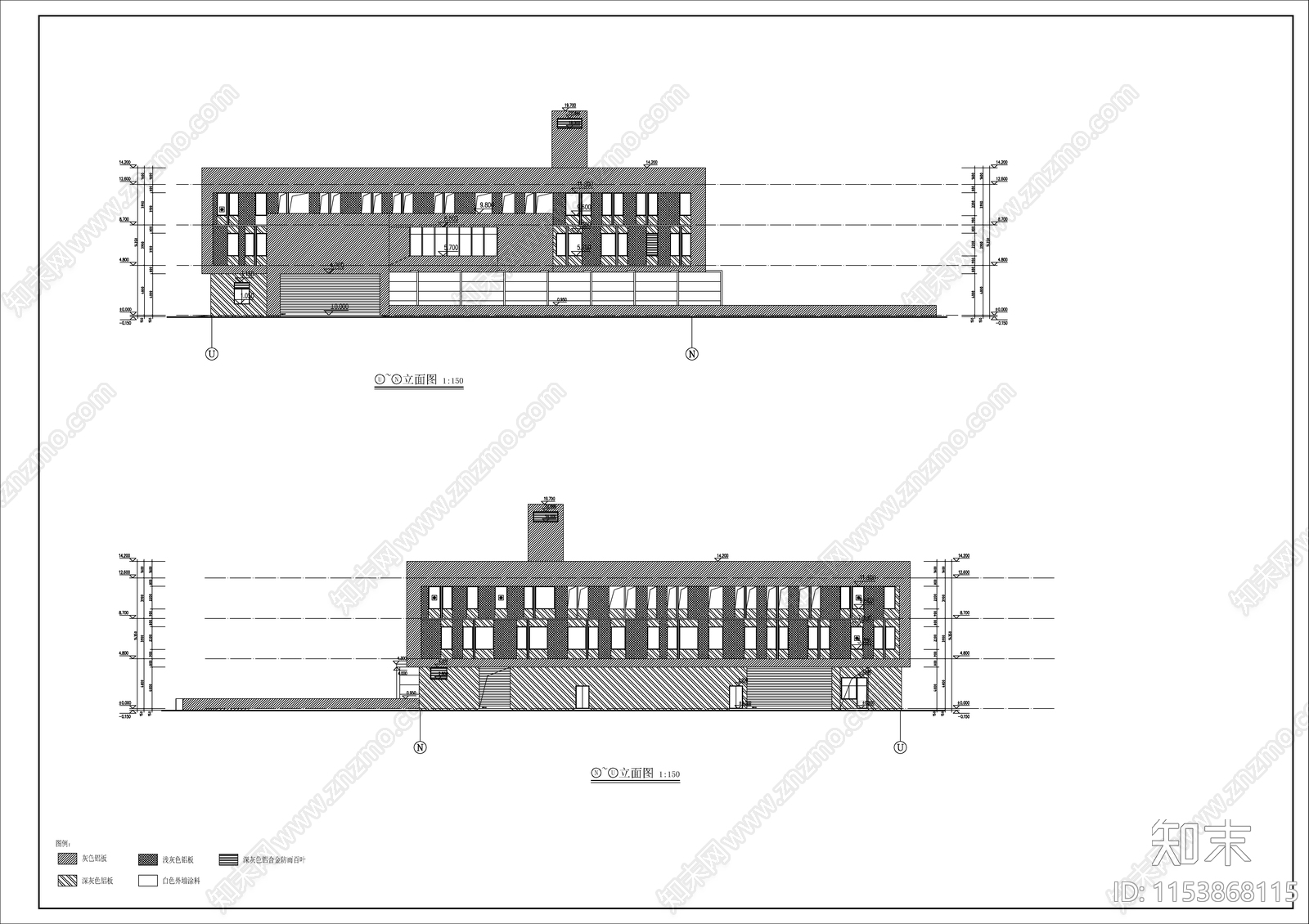 拉圾集运中心站房建筑cad施工图下载【ID:1153868115】