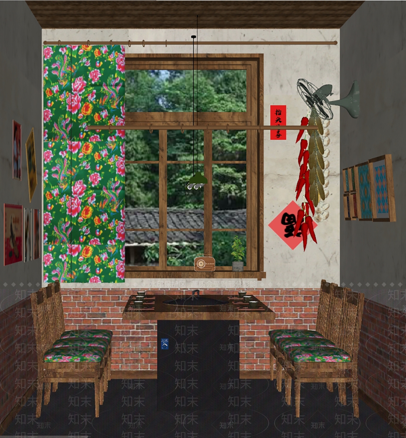 新中式农家乐包房SU模型下载【ID:1153872221】