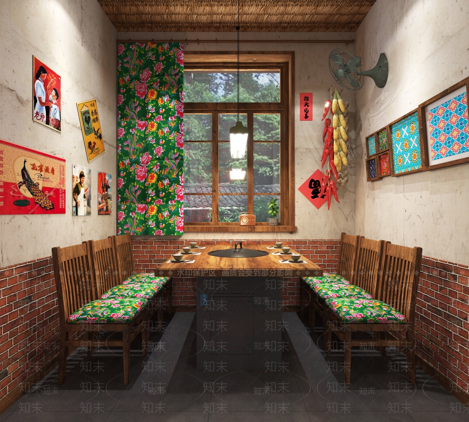 新中式农家乐包房SU模型下载【ID:1153872221】