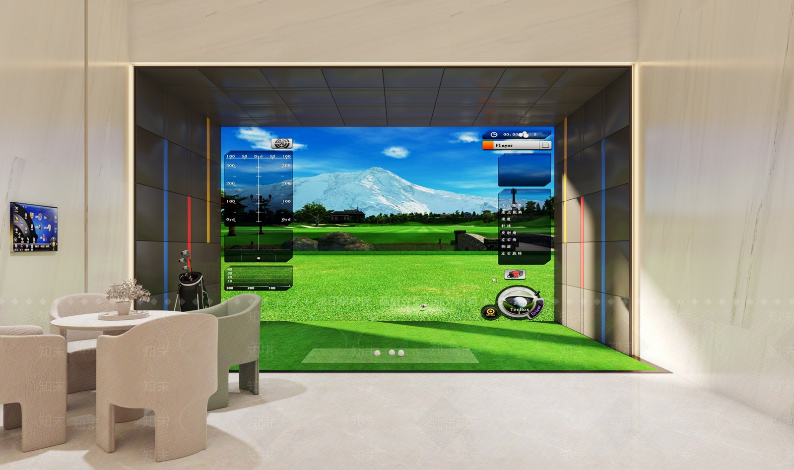 现代室内高尔夫3D模型下载【ID:1153876886】