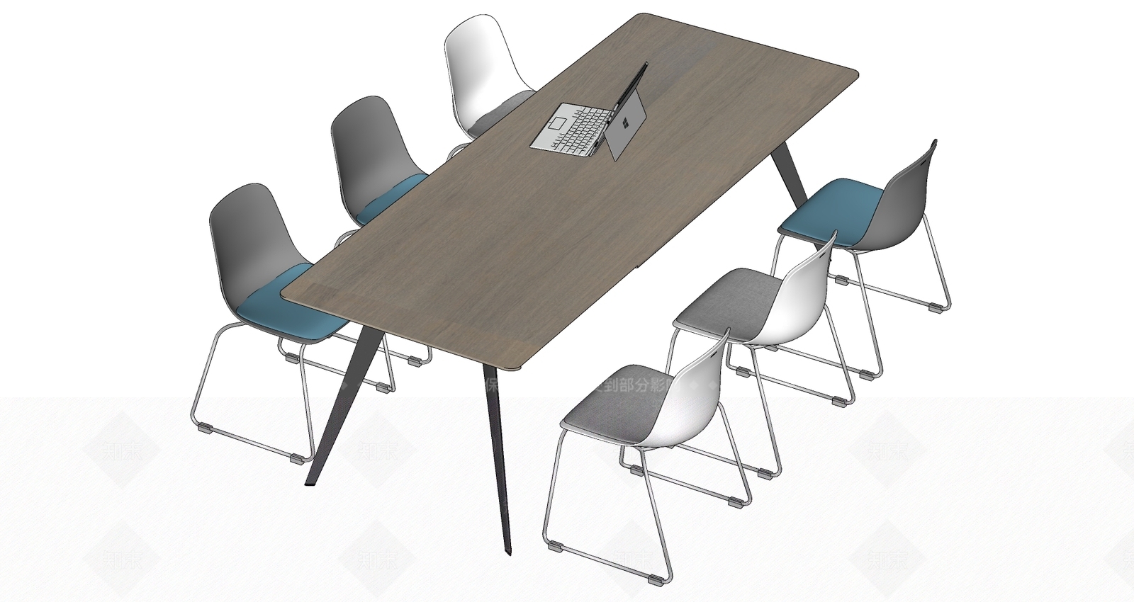 现代会议桌椅SU模型下载【ID:1153878530】