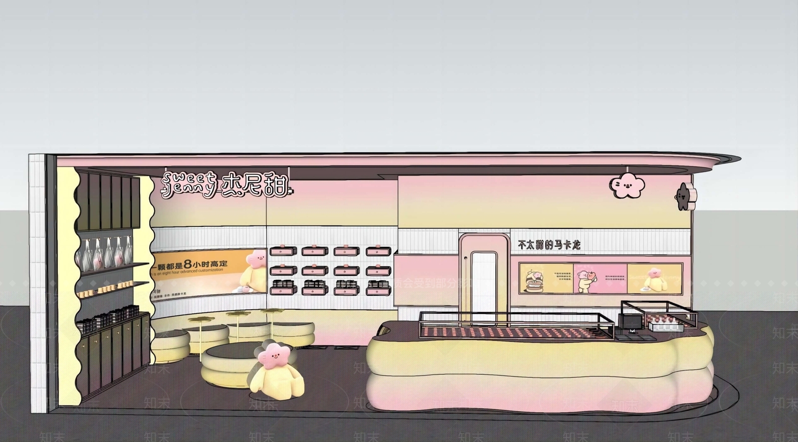 现代甜品面包店SU模型下载【ID:1153882049】