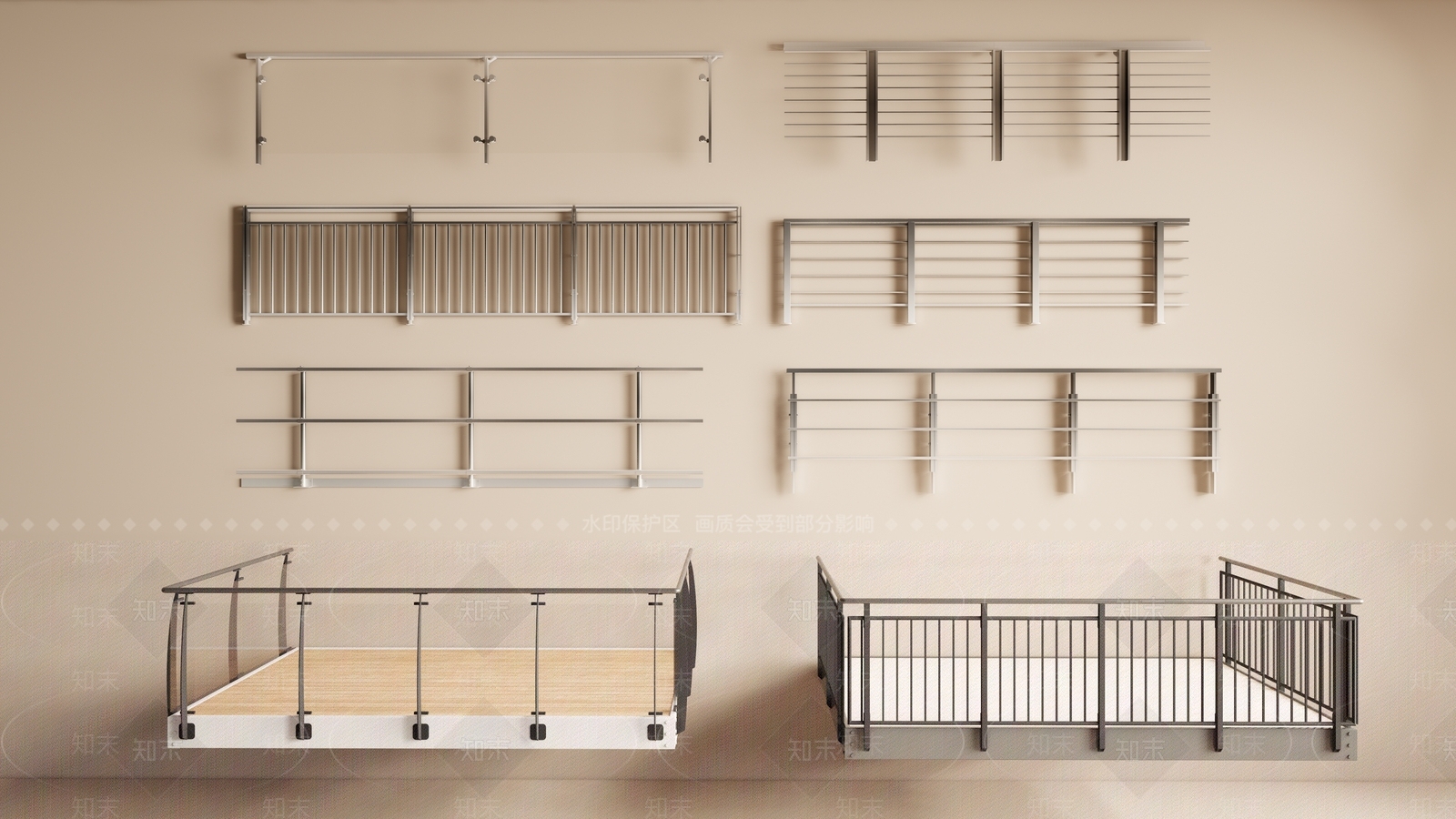 现代阳台栏杆3D模型下载【ID:1153883252】