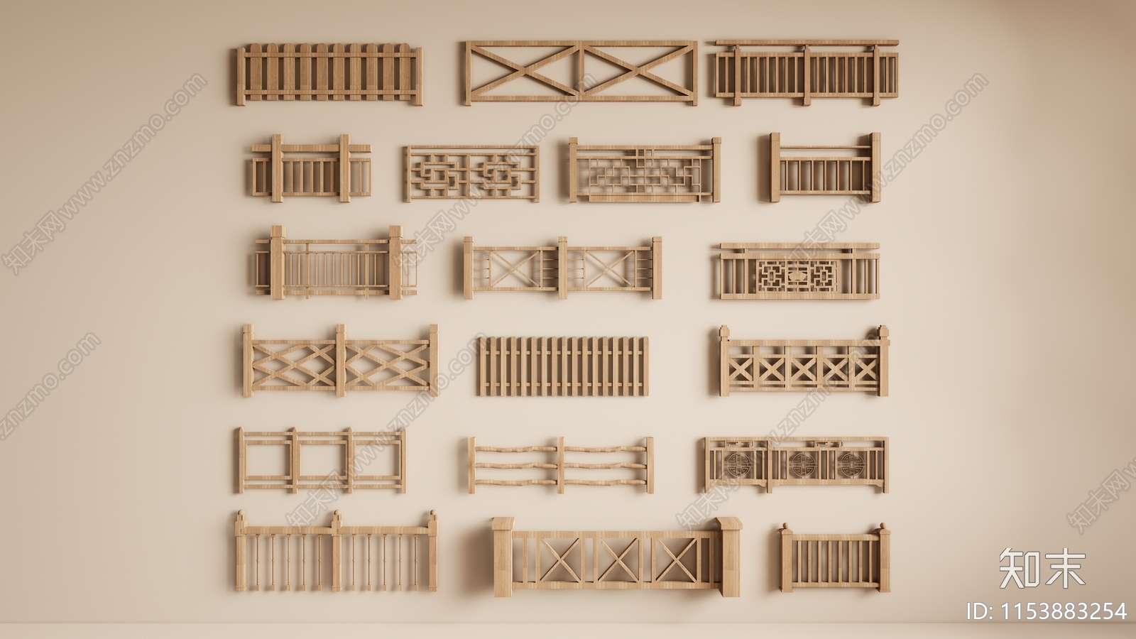 新中式栏杆3D模型下载【ID:1153883254】