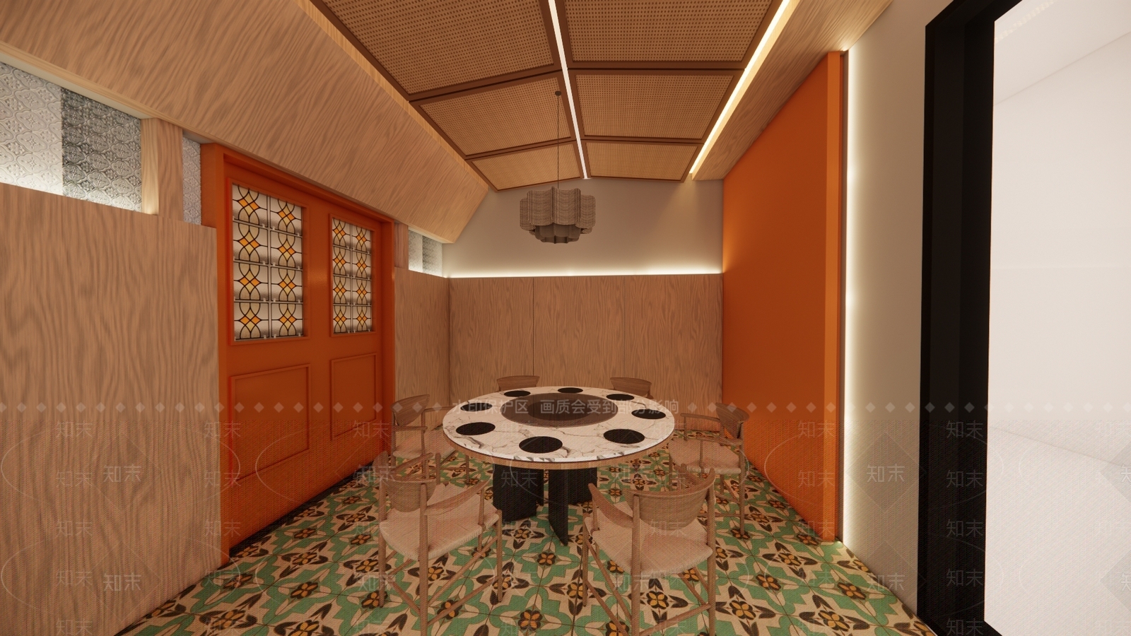 侘寂风格火锅店包间SU模型下载【ID:1153883907】