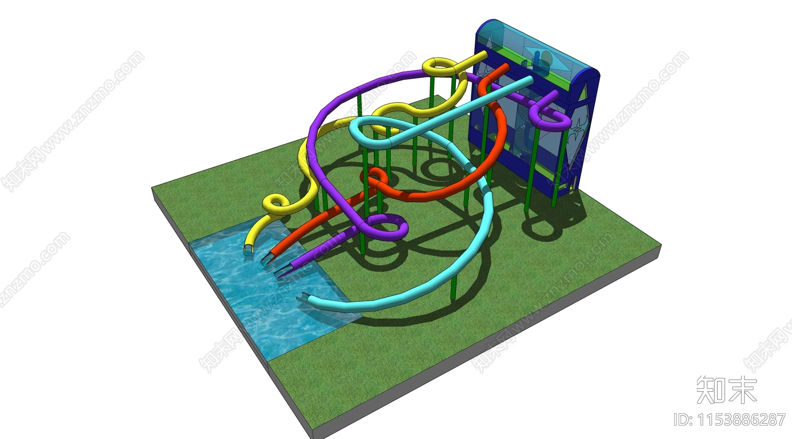 儿童滑梯设施SU模型下载【ID:1153886287】