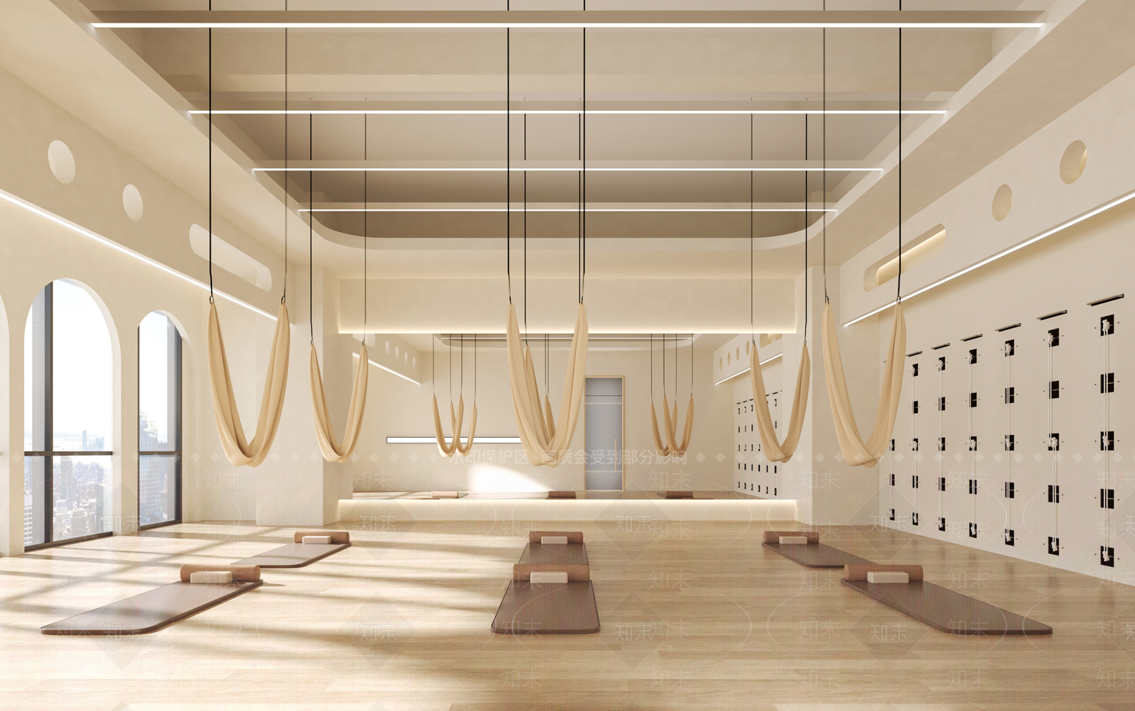 现代奶油风瑜伽室3D模型下载【ID:1153888258】