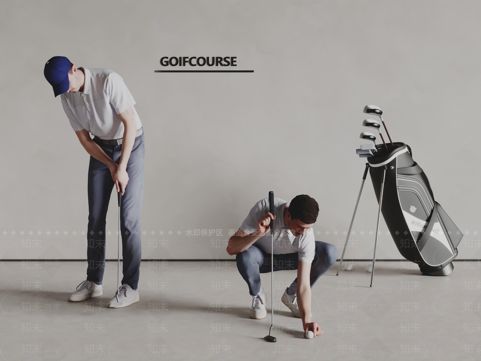 打高尔夫球人SU模型下载【ID:1153894413】