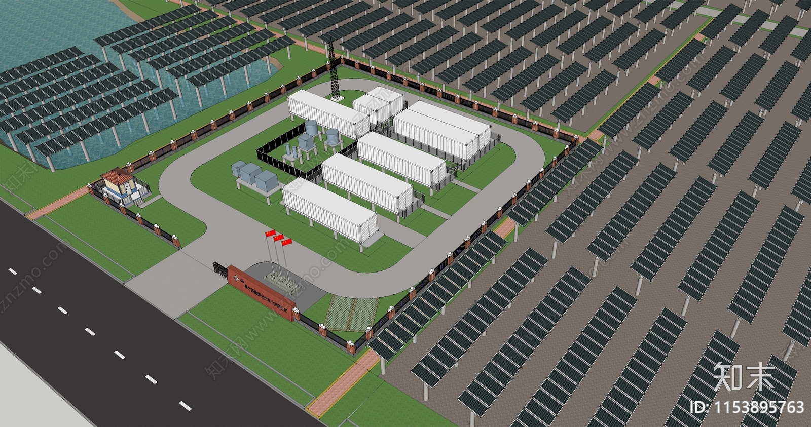 现代光伏发电厂SU模型下载【ID:1153895763】
