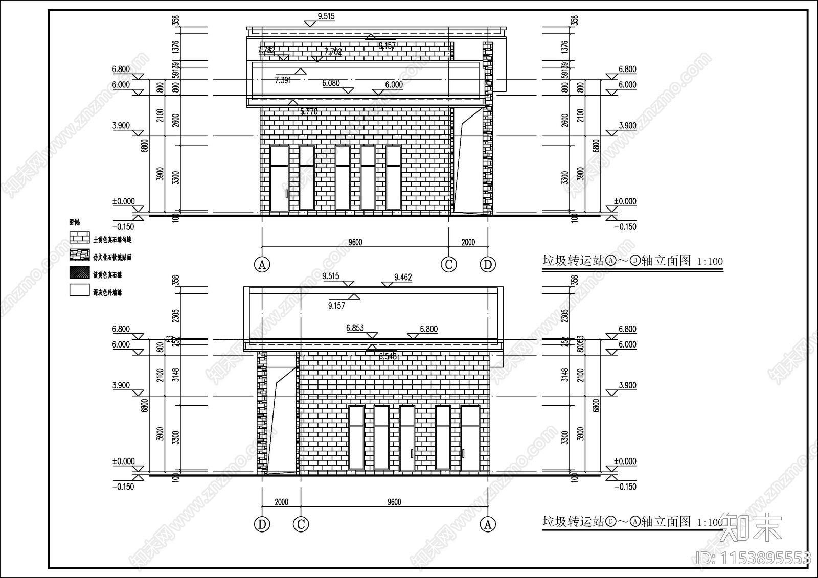 乡村振兴垃圾转运站建筑cad施工图下载【ID:1153895553】