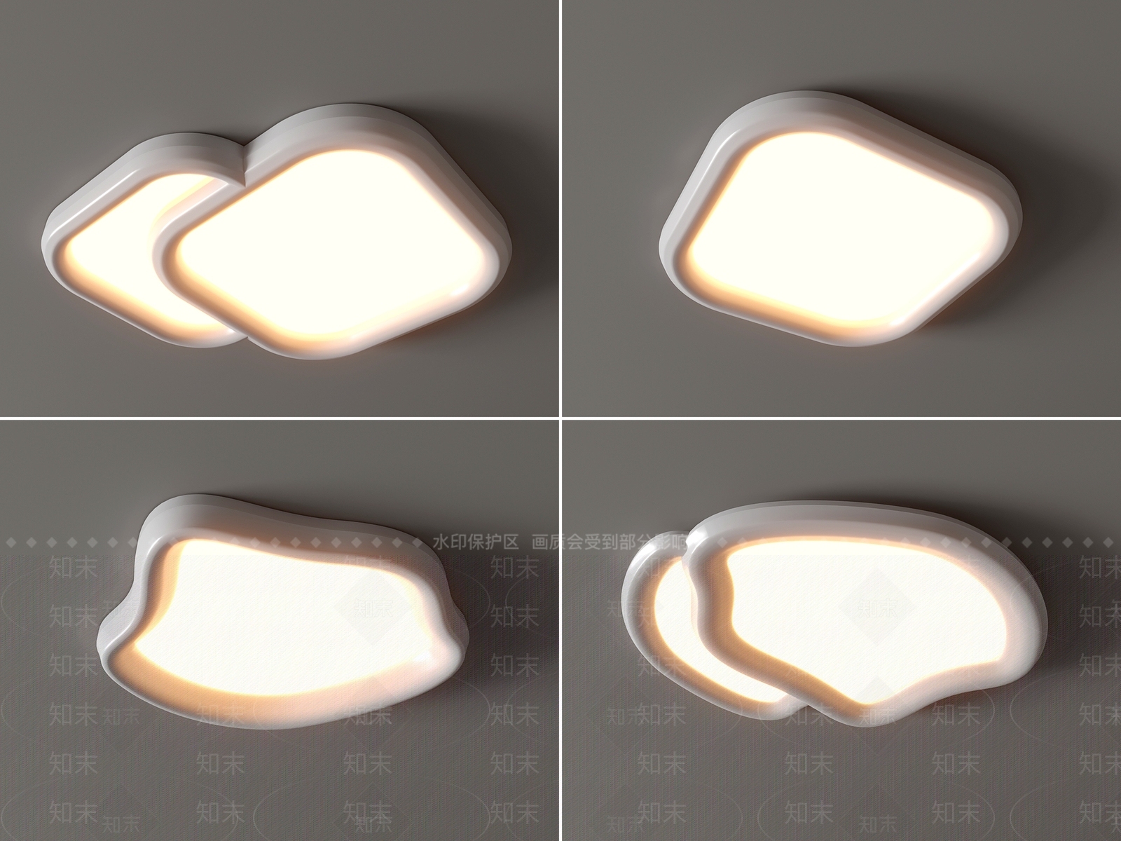 现代吸顶灯3D模型下载【ID:1153899164】