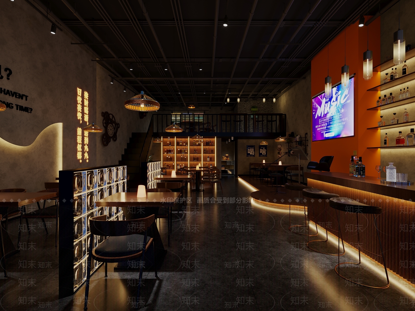 工业风音乐餐厅3D模型下载【ID:1153899833】