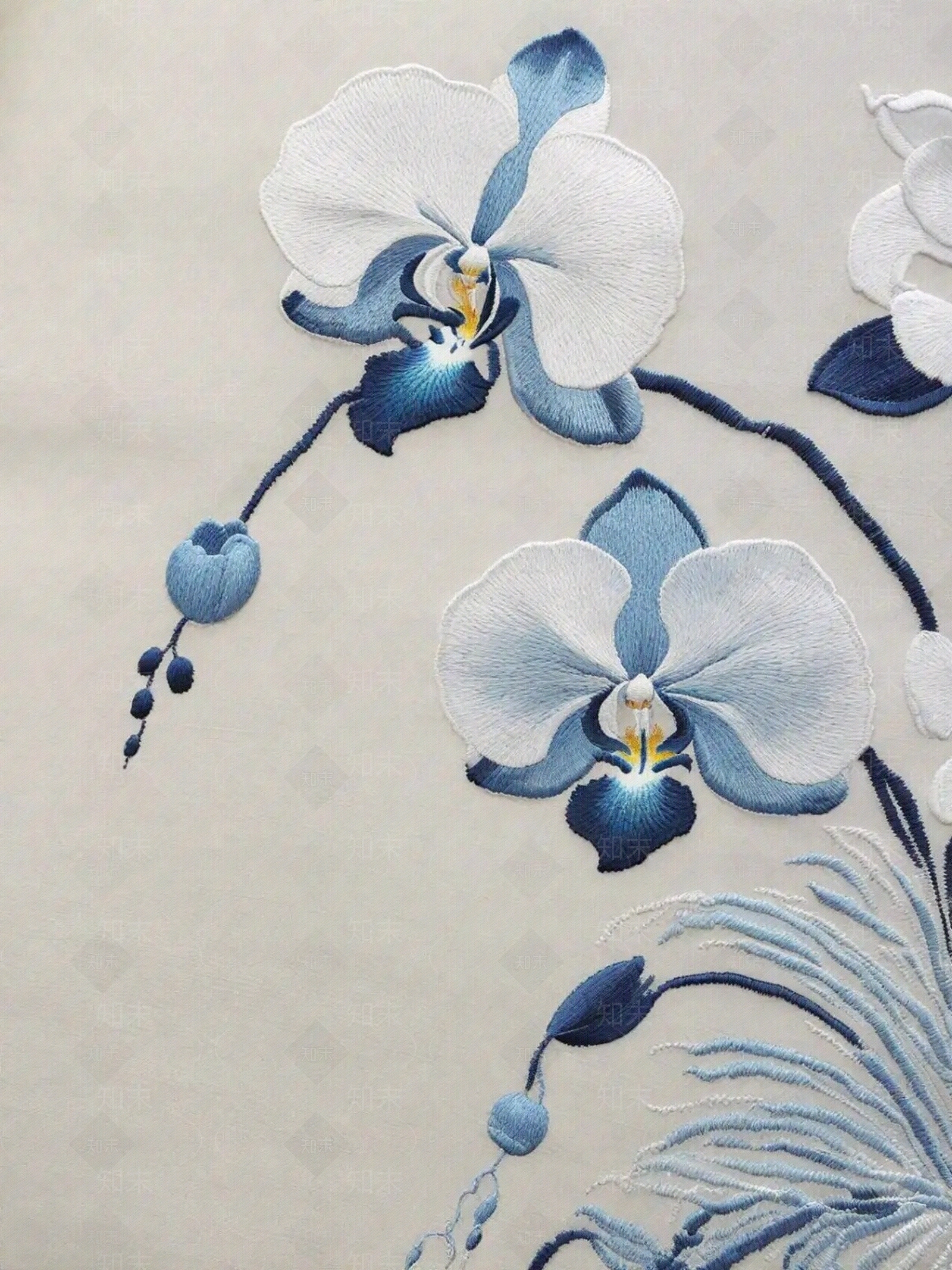 青花古韵刺绣花纹布贴图下载【ID:1153900431】