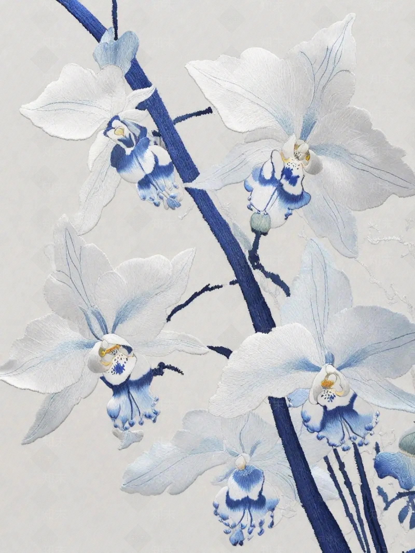 青花古韵刺绣花纹布贴图下载【ID:1153900508】