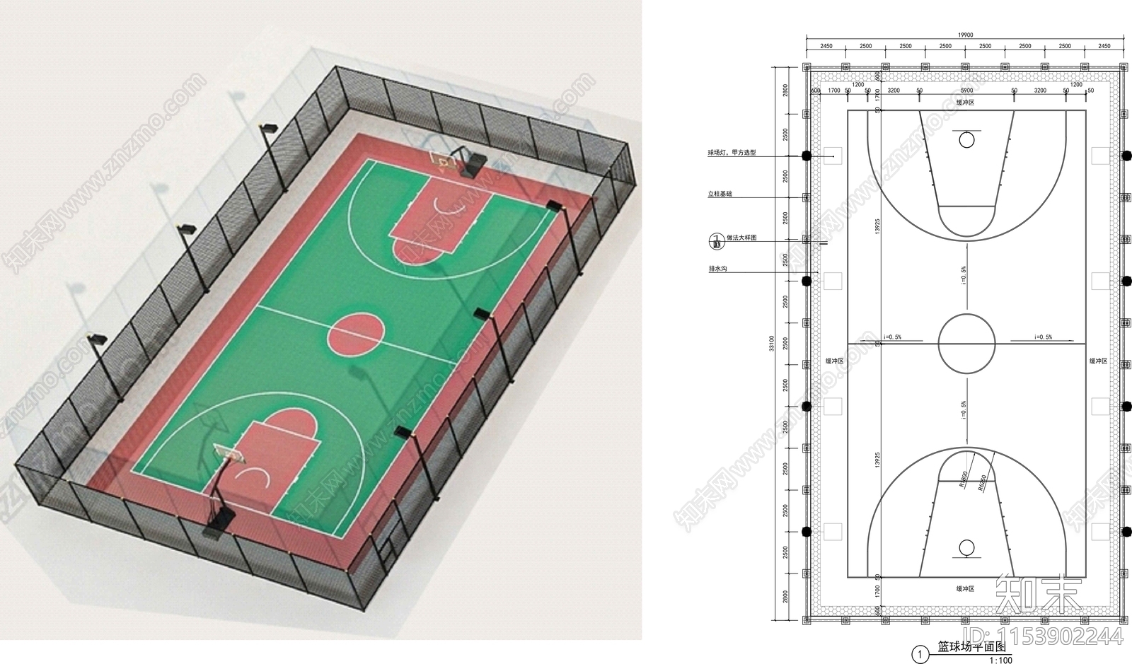 篮球场景观施工图下载【ID:1153902244】
