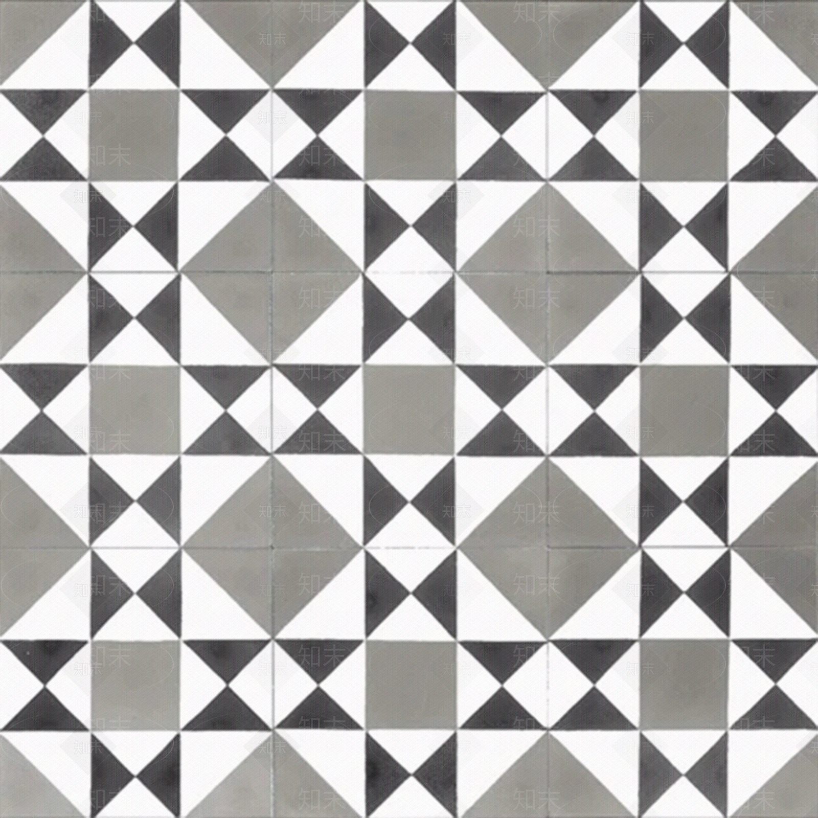 黑白灰复古色调几何拼花瓷砖壁纸贴图下载【ID:1153902167】