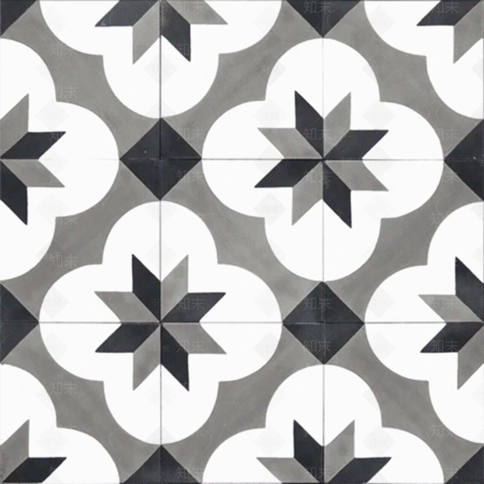 黑白灰复古色调几何拼花瓷砖壁纸贴图下载【ID:1153902698】