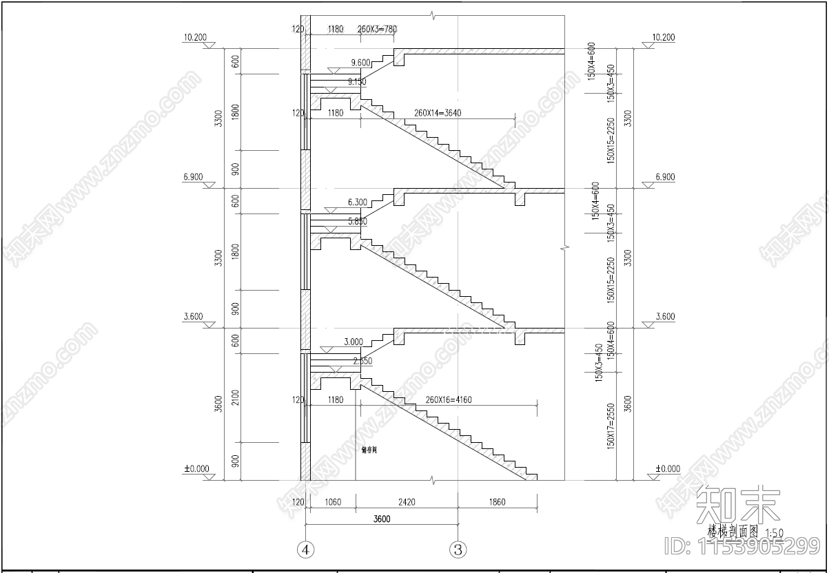 现代简欧三层自建房建筑cad施工图下载【ID:1153905299】