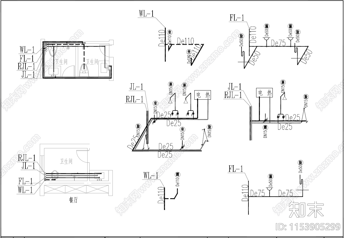 现代简欧三层自建房建筑cad施工图下载【ID:1153905299】