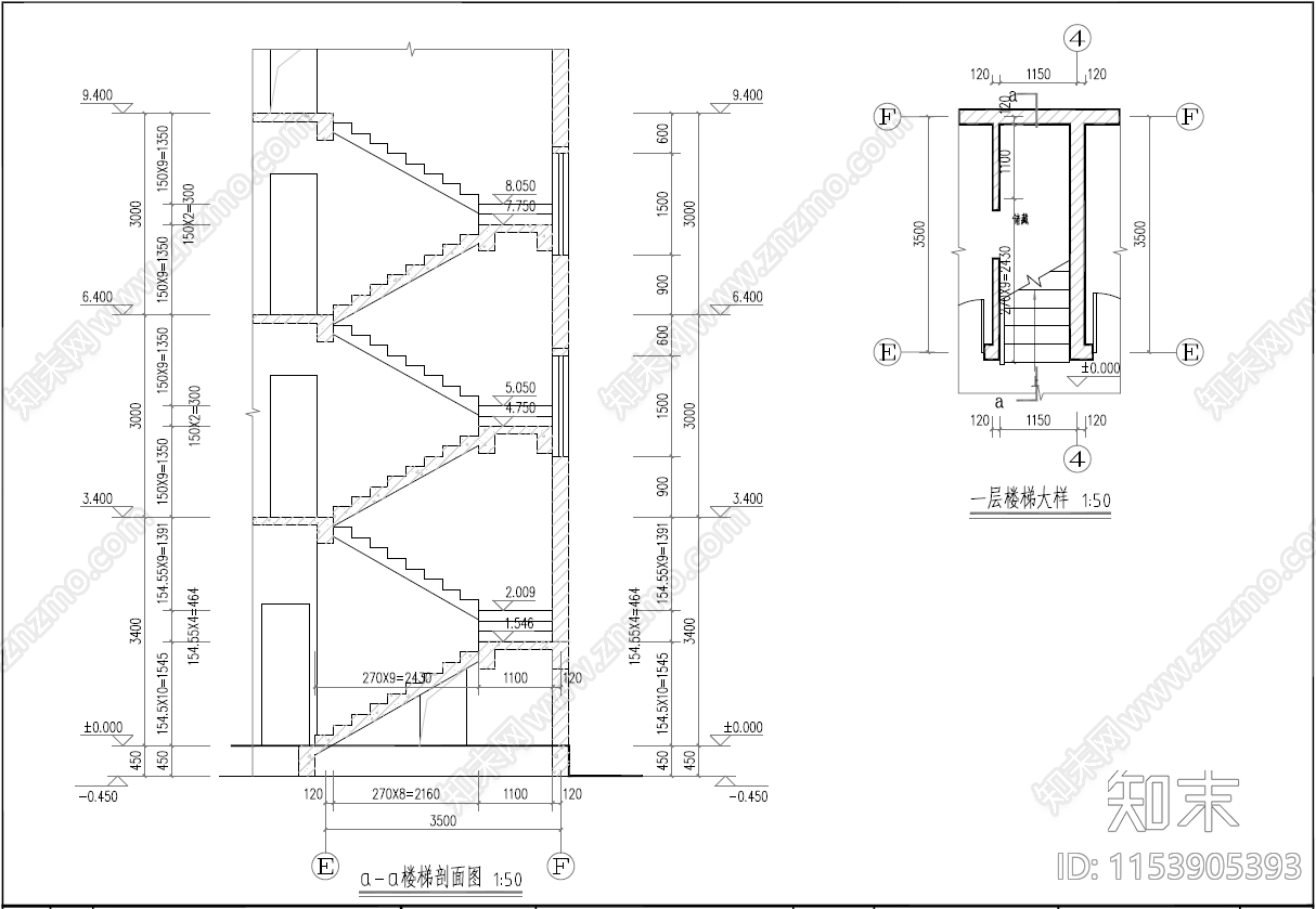中式别墅建筑cad施工图下载【ID:1153905393】