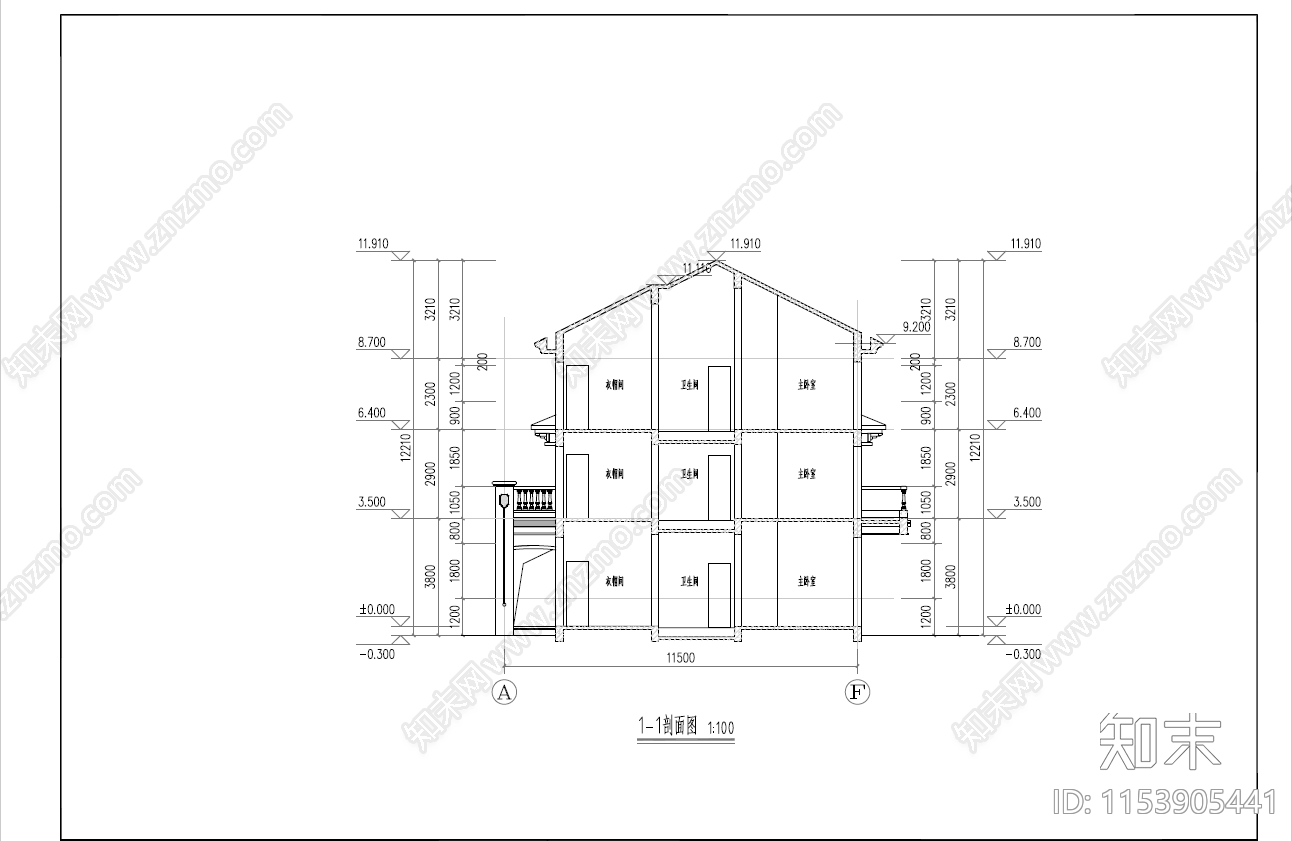 欧式别墅建筑cad施工图下载【ID:1153905441】