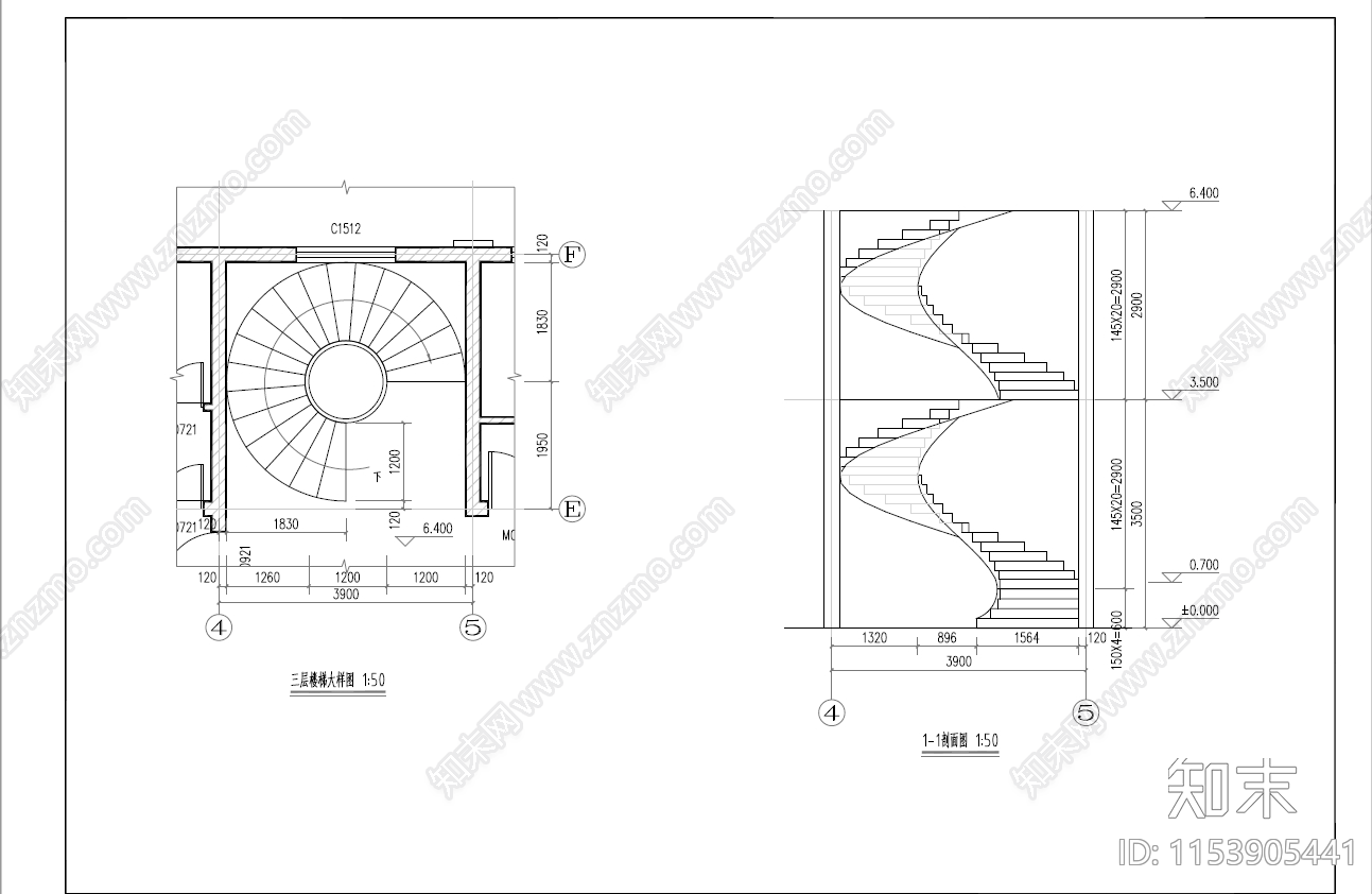 欧式别墅建筑cad施工图下载【ID:1153905441】