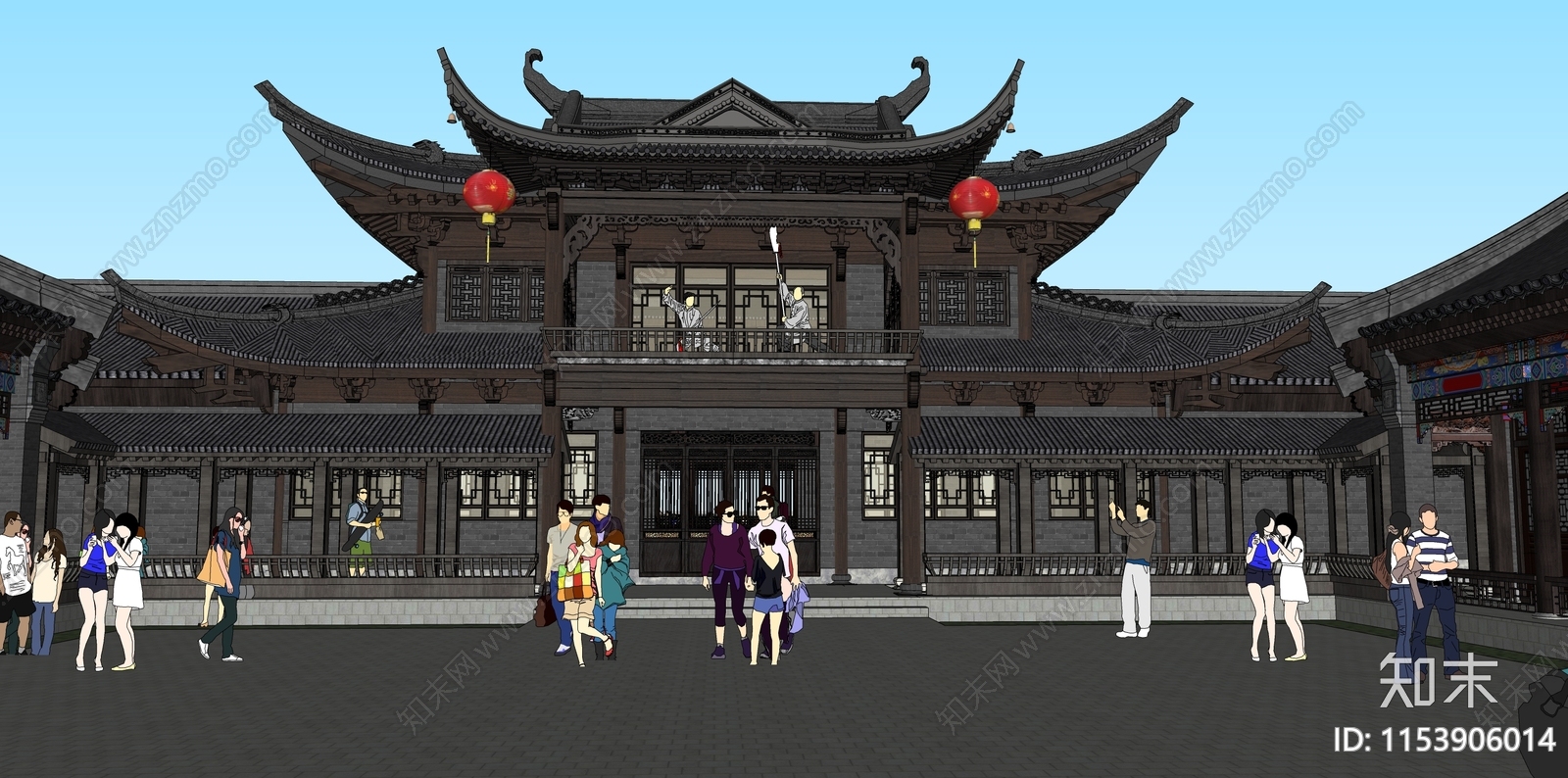 中式寺庙SU模型下载【ID:1153906014】