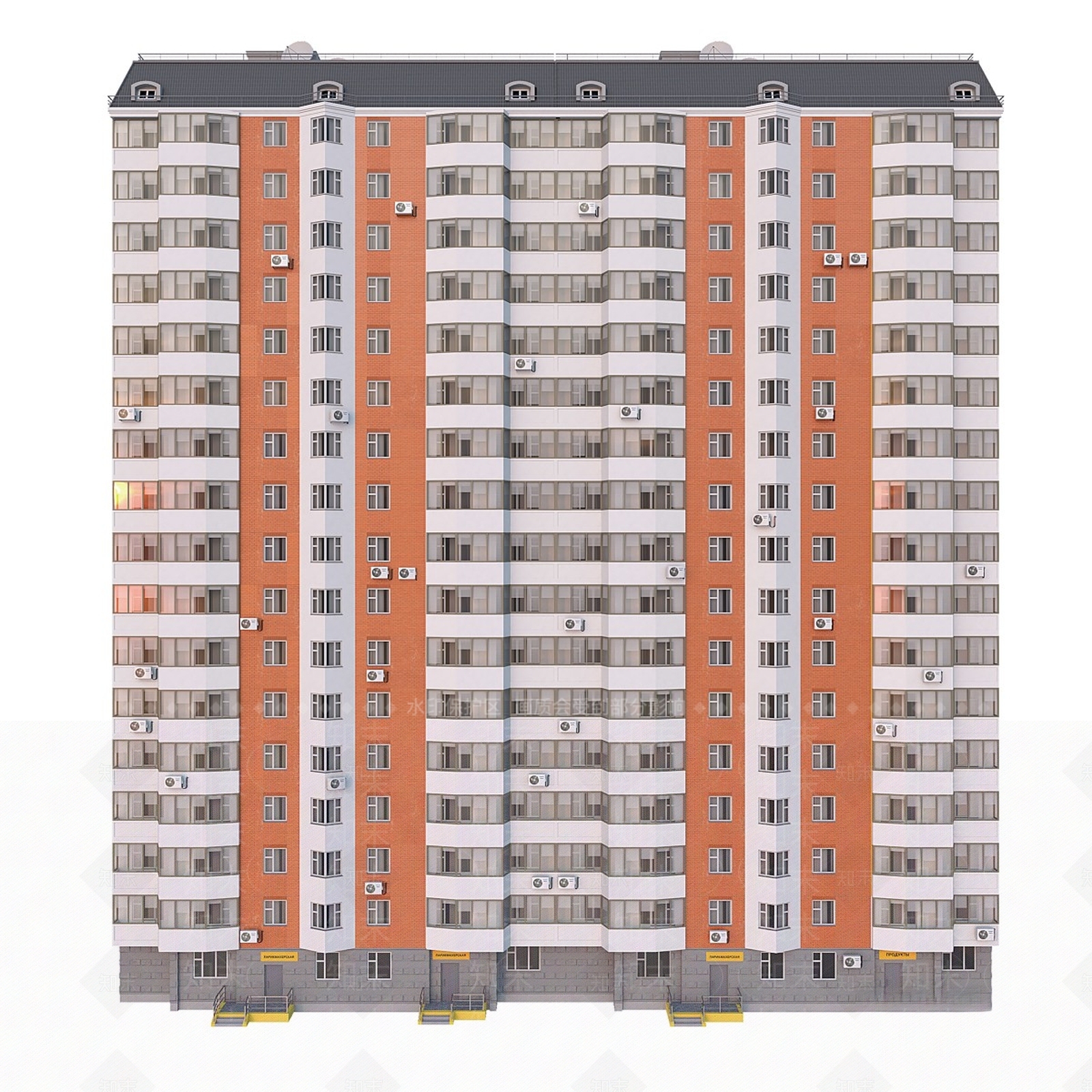 现代高层住宅3D模型下载【ID:1153908019】