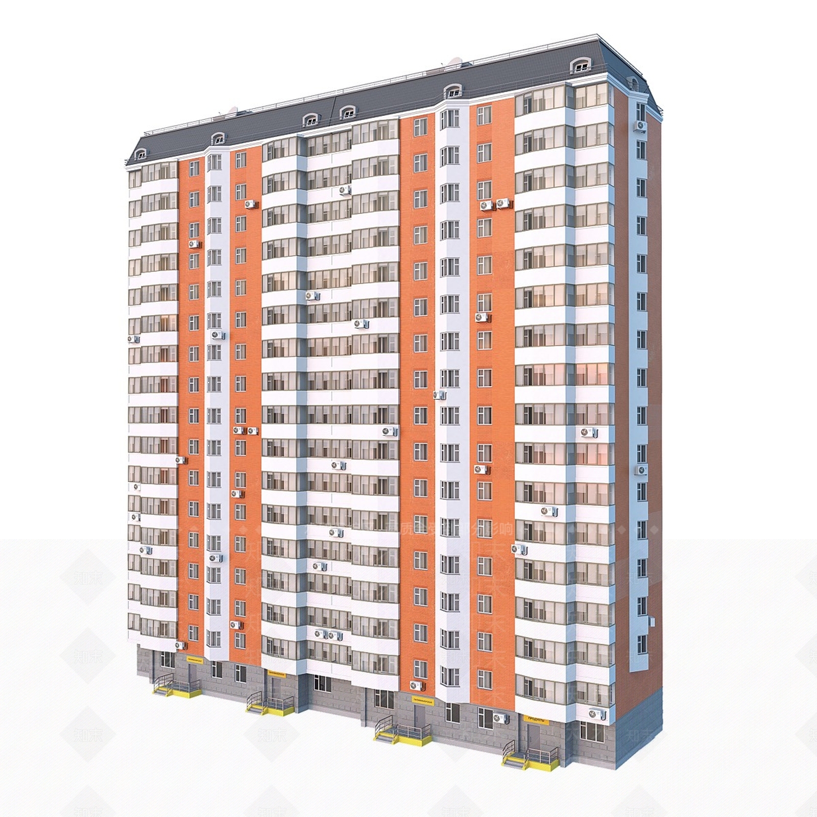现代高层住宅3D模型下载【ID:1153908019】