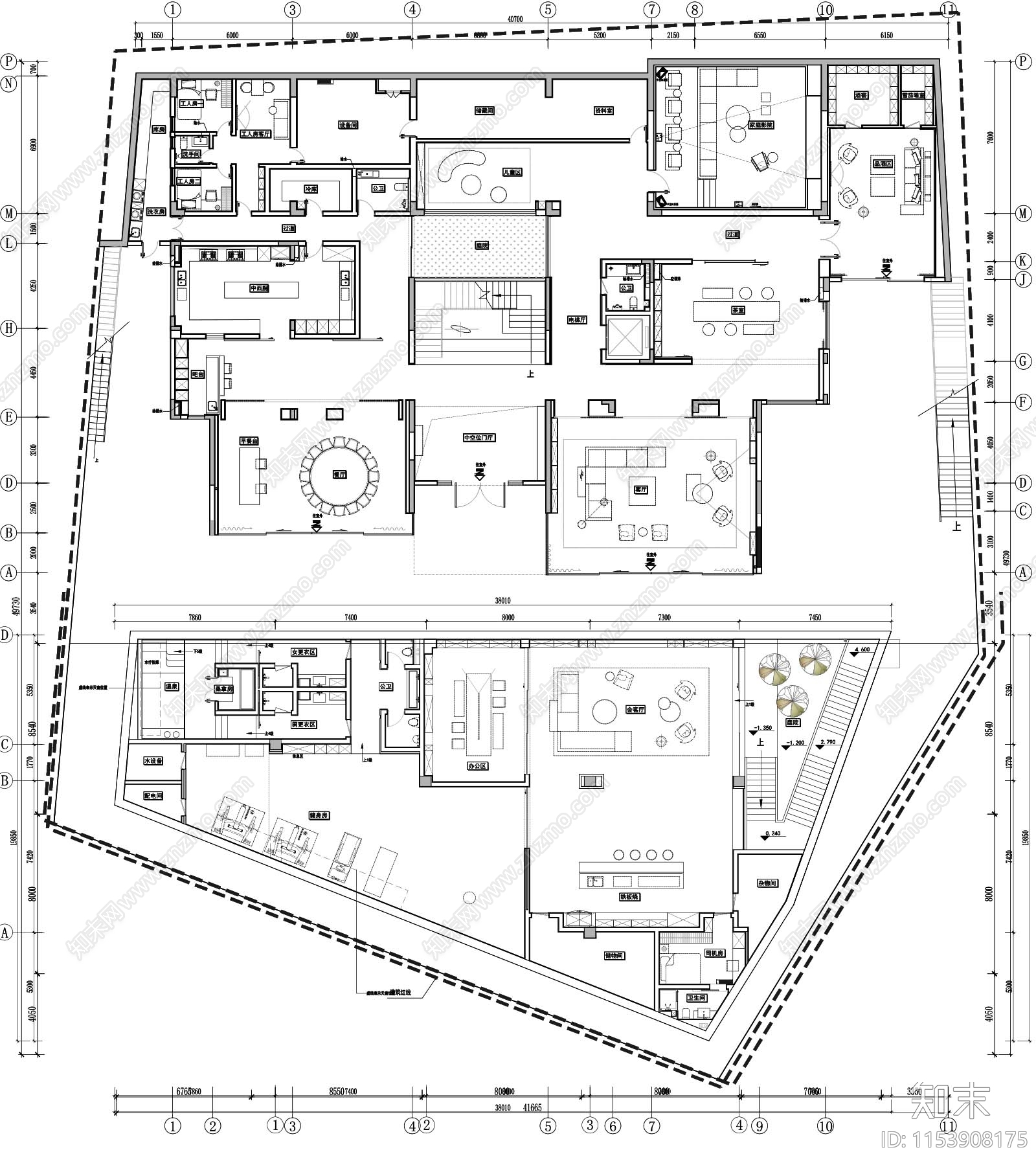 燕语堂华侨城东方花园别墅室内cad施工图下载【ID:1153908175】