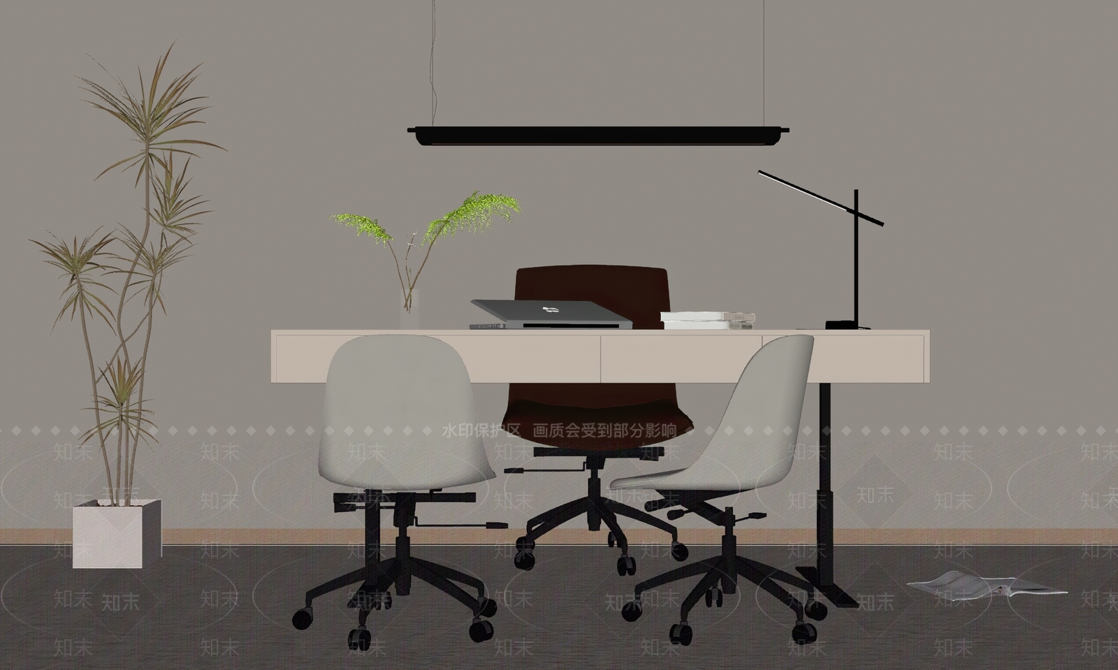 现代办公桌椅SU模型下载【ID:1153911337】