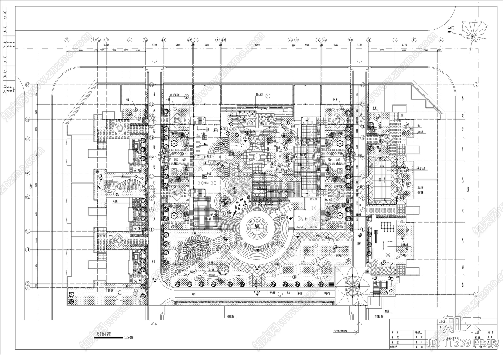 休闲公园景观cad施工图下载【ID:1153911518】