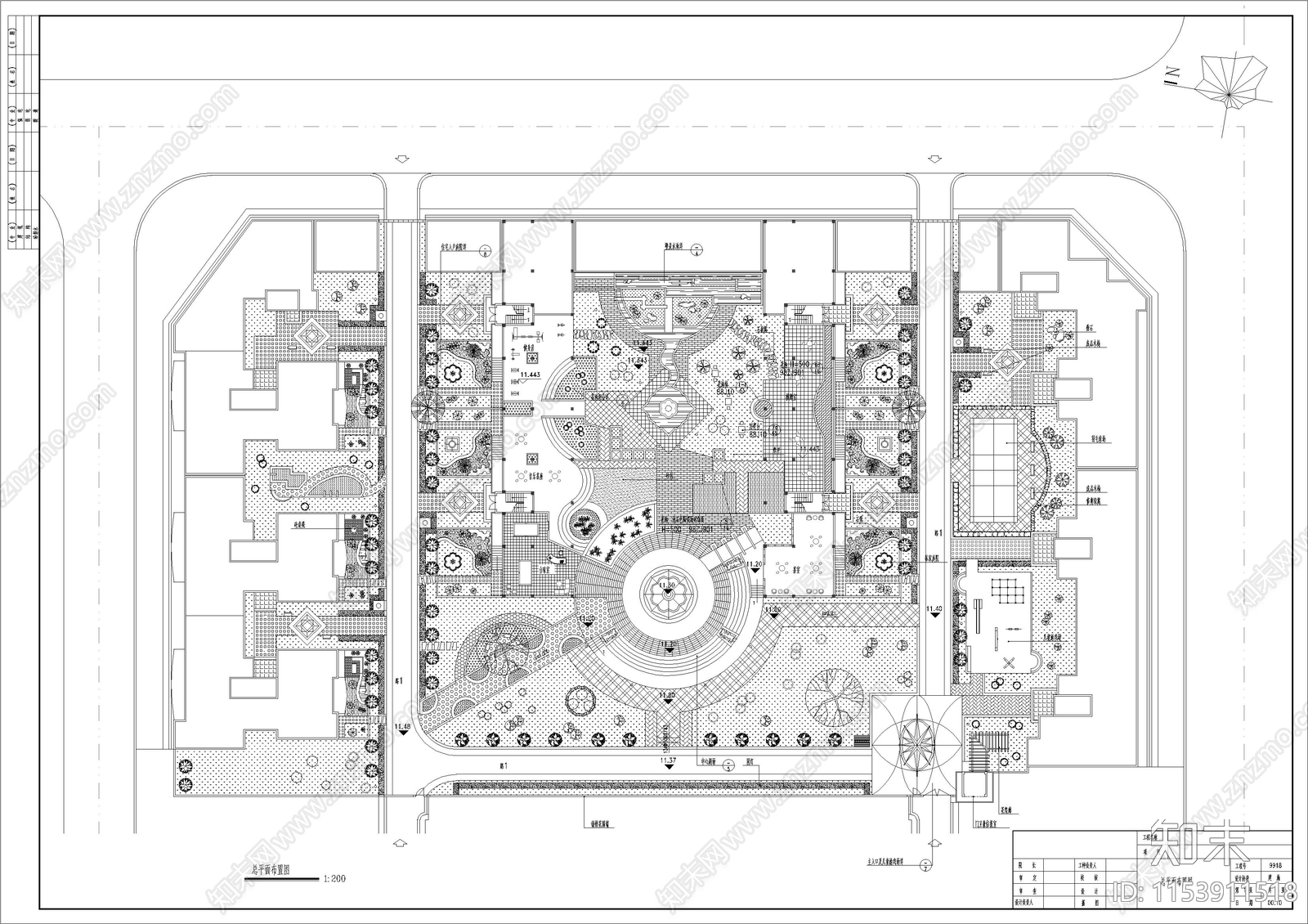 休闲公园景观cad施工图下载【ID:1153911518】