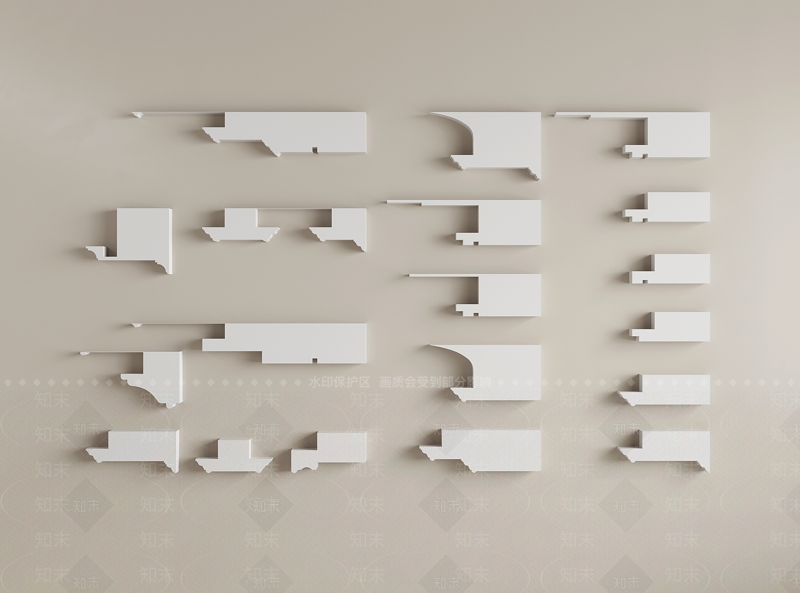 现代天花吊顶线条3D模型下载【ID:1153915608】