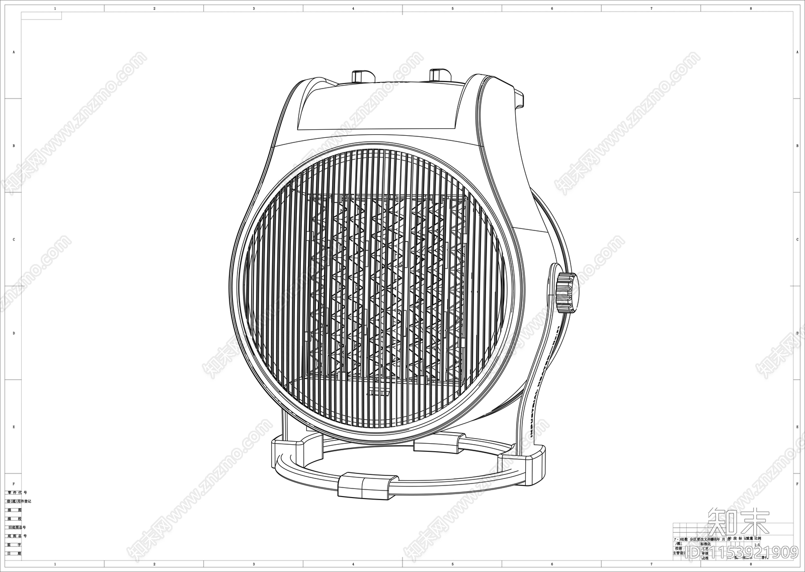 工业取暖器线稿图设计cad施工图下载【ID:1153921909】