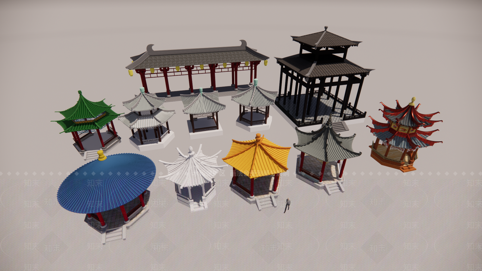 中式古典亭子SU模型下载【ID:1153925840】