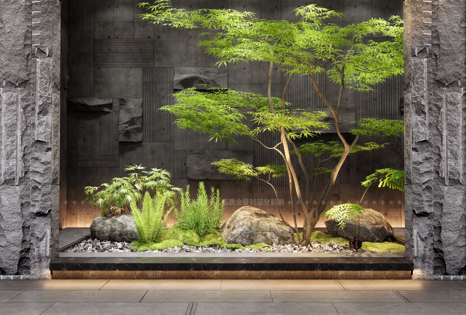 现代室内植物造景3D模型下载【ID:1153930334】