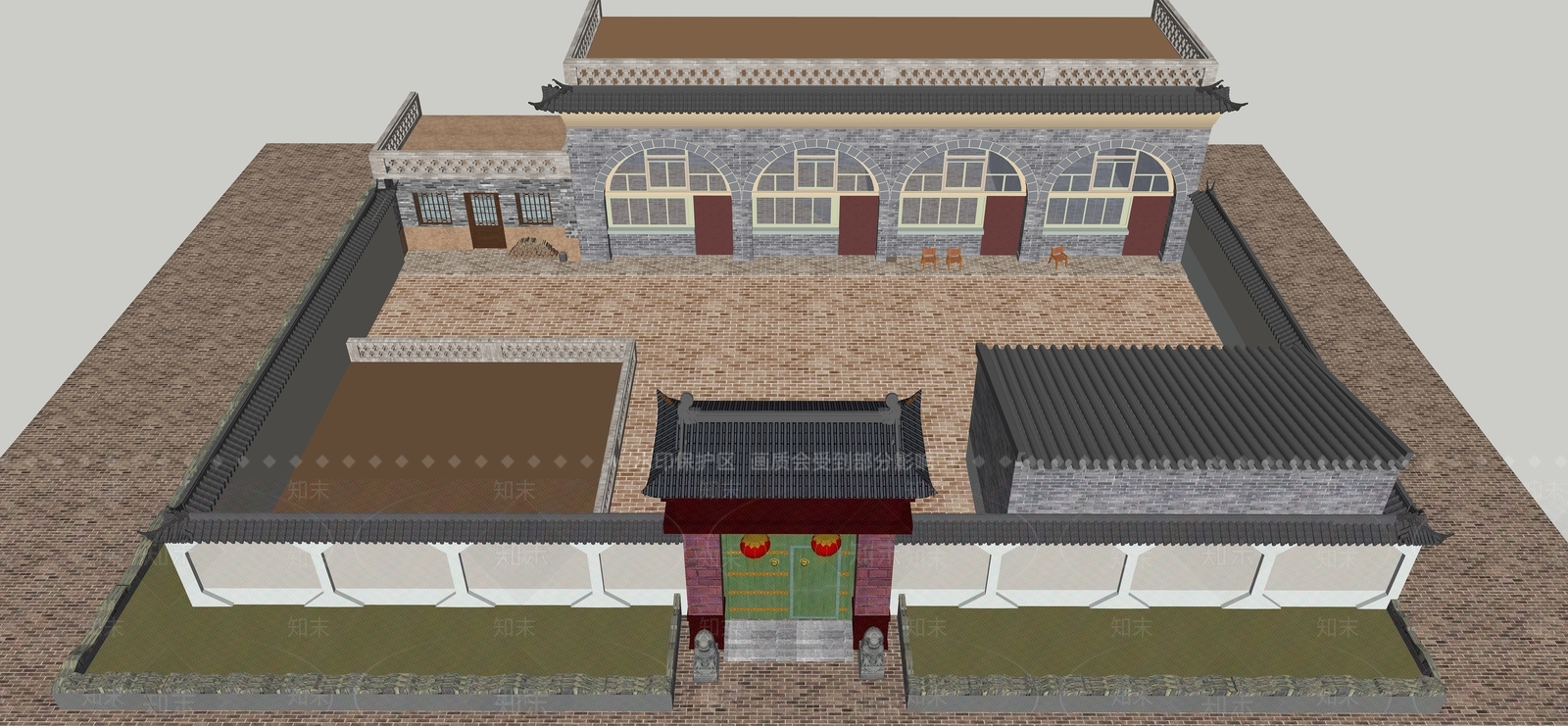 中式窑洞陕北民居SU模型下载【ID:1153932957】