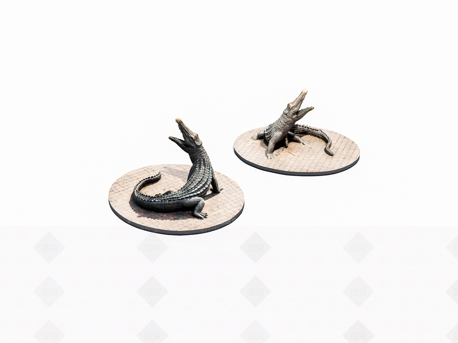 现代鳄鱼雕塑小品SU模型下载【ID:1153932897】