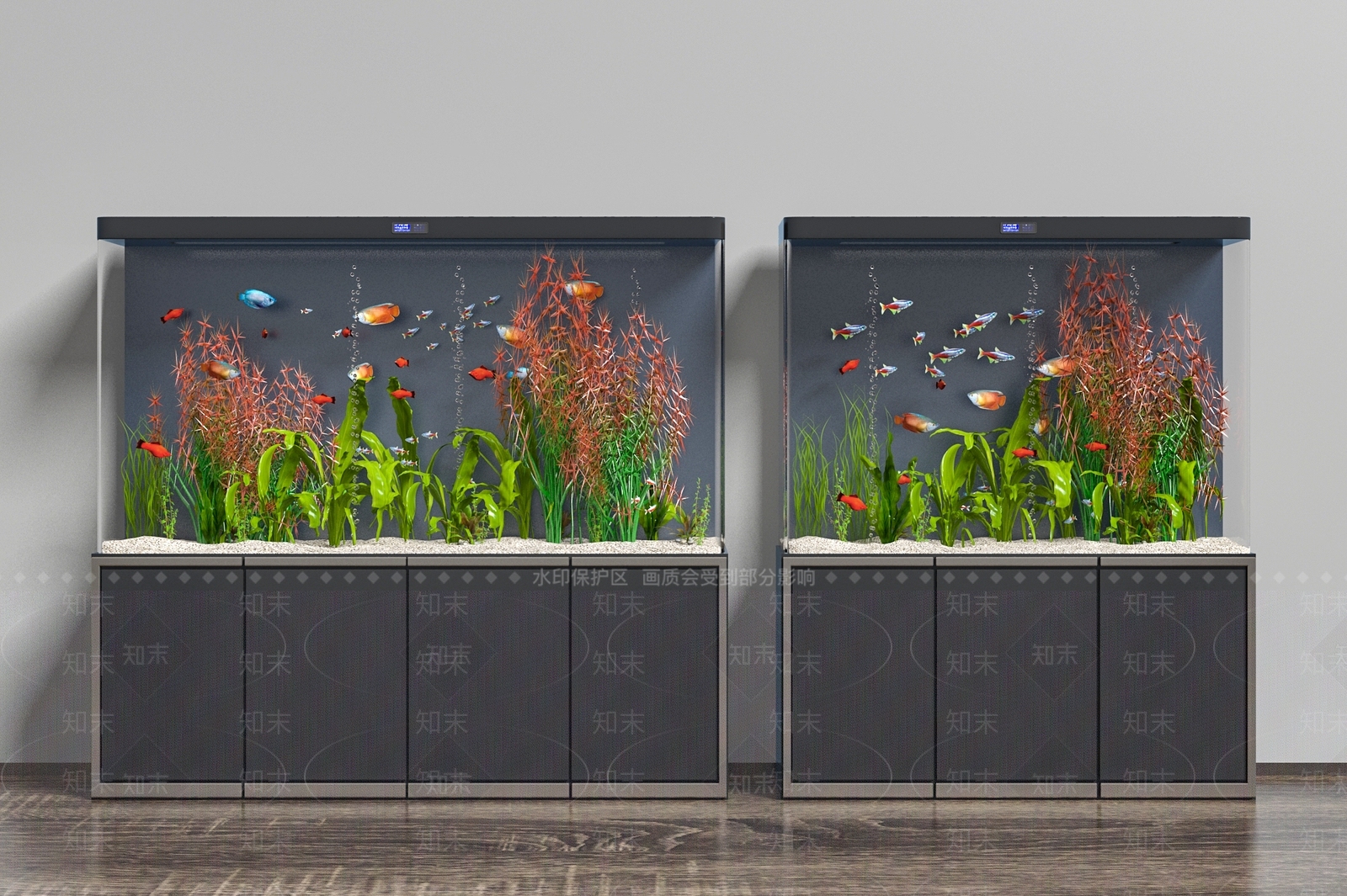 现代鱼缸水族3D模型下载【ID:1153934197】
