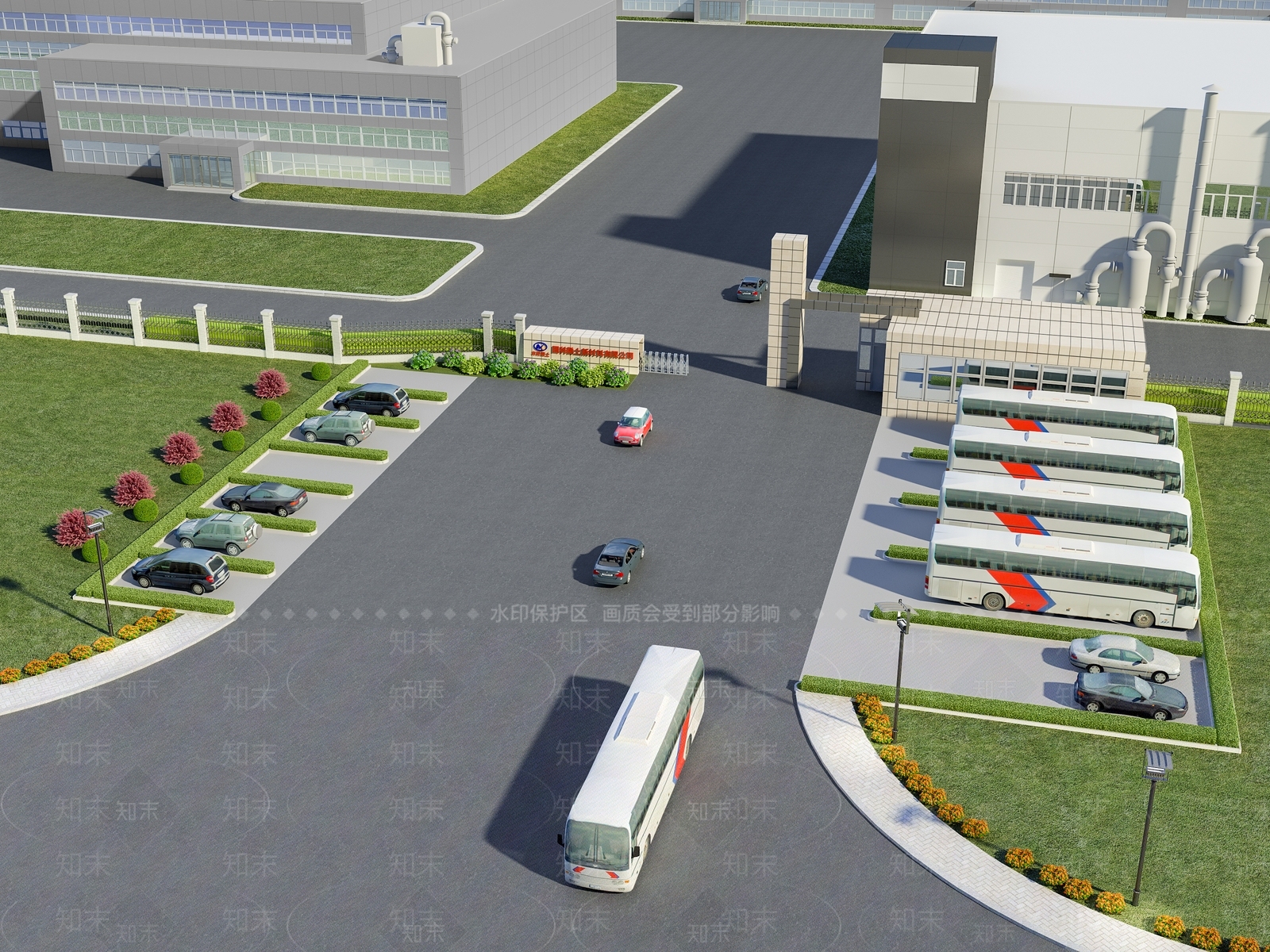 现代工厂园区入口3D模型下载【ID:1153936417】
