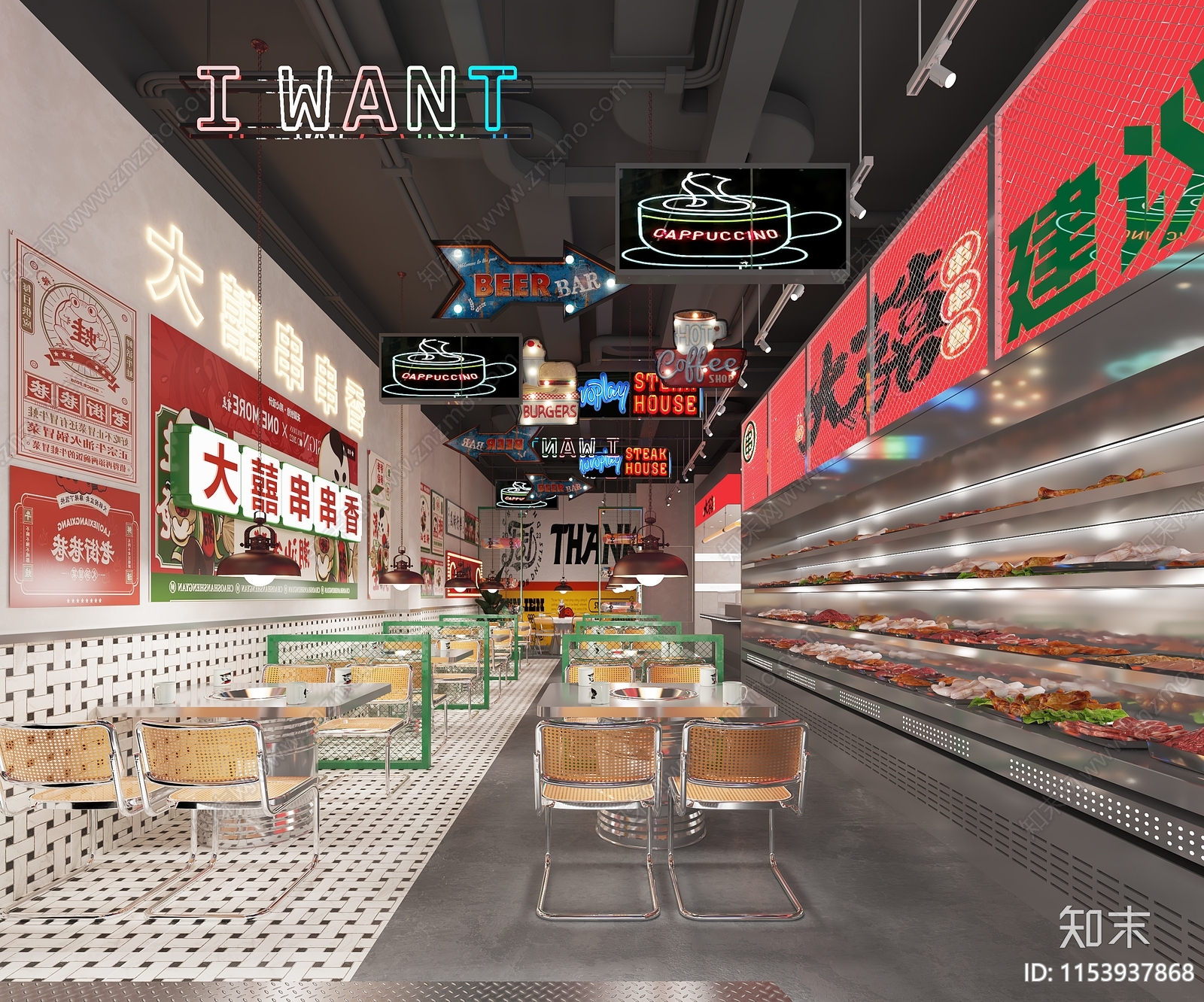 工业风火锅店3D模型下载【ID:1153937868】